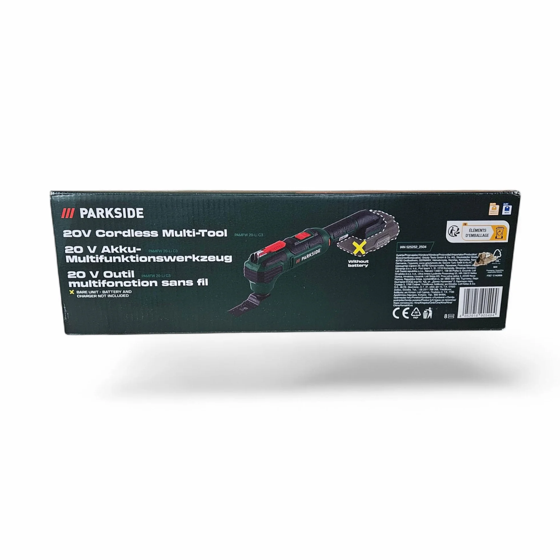 Parkside PAMFW 20-Li B2 20V bezprzewodowe narzędzie wielofunkcyjne - jednostka goła Bardzo wszechstronna technologia oscylacji do piłowania, cięcia, skrobania i szlifowania