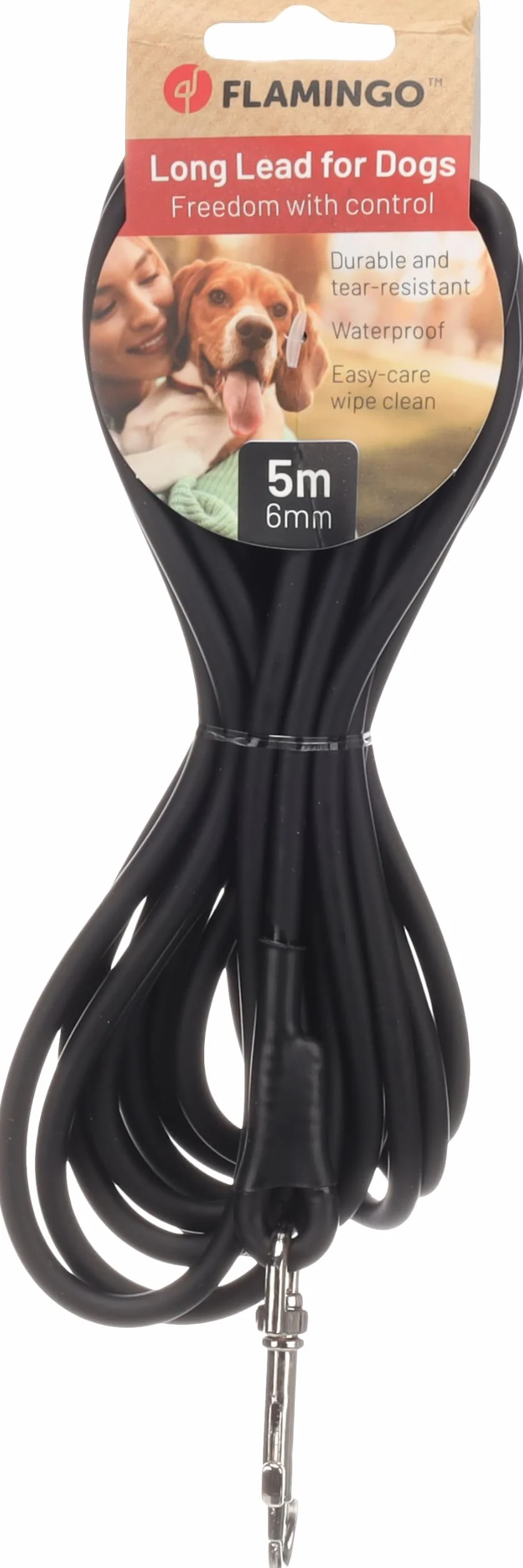 Flamingo Caspar Smycz treningowa i szkoleniowa dla psa czarna 5m 6mm