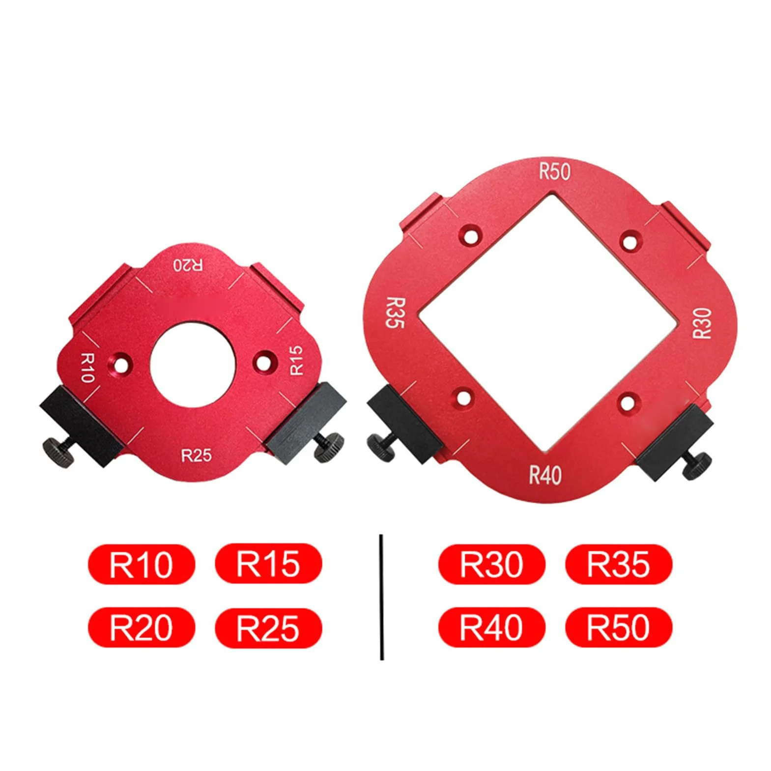 2PCS Ustaw Radius JIG ROUTER 4 w 1 10–25R i 30–50R Aluminium Aluminium Zaokrąglone Narożniki ROUTER ROUTER BITSPLE ROUTER