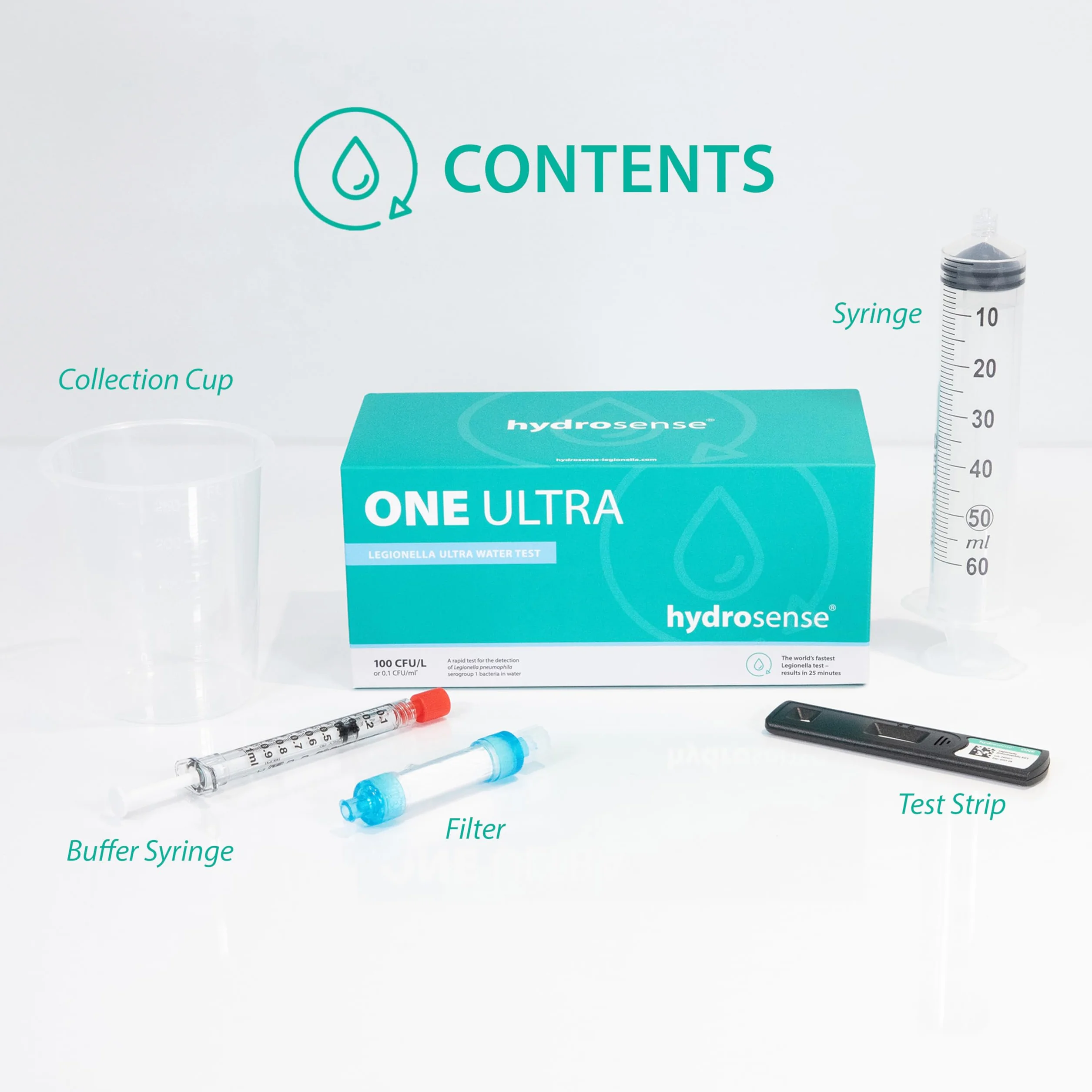 ONE Ultra Legionella Water Test – pojedynczy zestaw testowy do Legionella pneumophila sg1 | Czułość 100 CFU/L | Szybkie 25-minutowe wyniki na miejscu