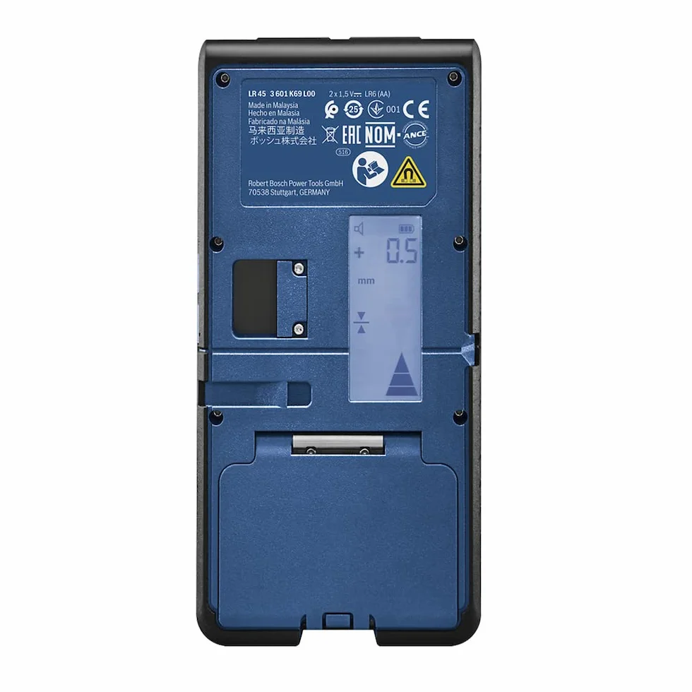 Odbiornik laserowy LR 45 Bosch Professional (czerwona i zielona wiązka, uchwyt odbiornika RB 45, 2 baterie AA, zakres pracy: do 300 m (średnica))