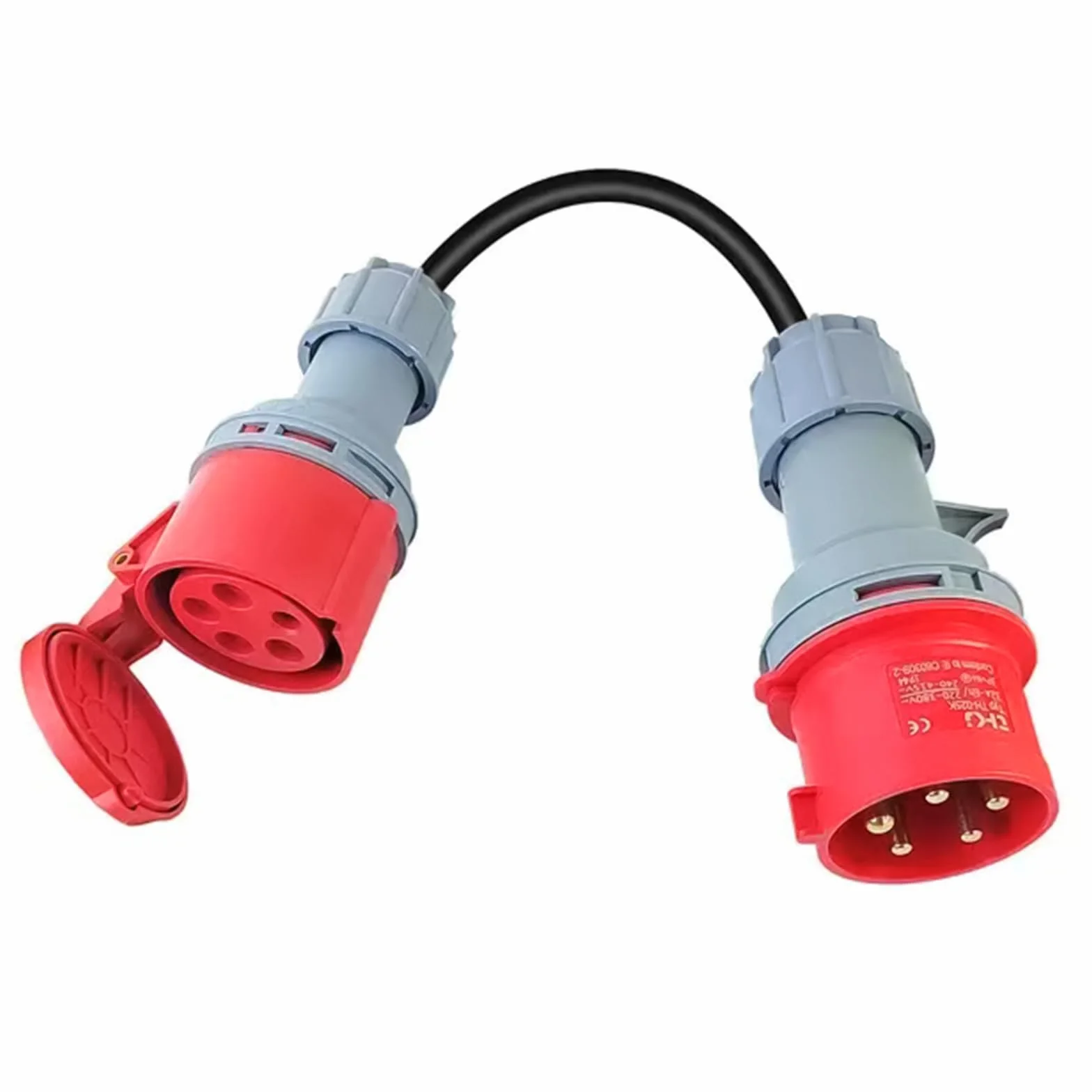 Adapter CEE 32 A na 16 A, z kablem o długości 50 cm, ochrona IP44, 5-biegunowy, rozdzielacz prądu 400 V, adapter do samochodów elektrycznych, akcesoria do warsztatów, przemysłu i budownictwa