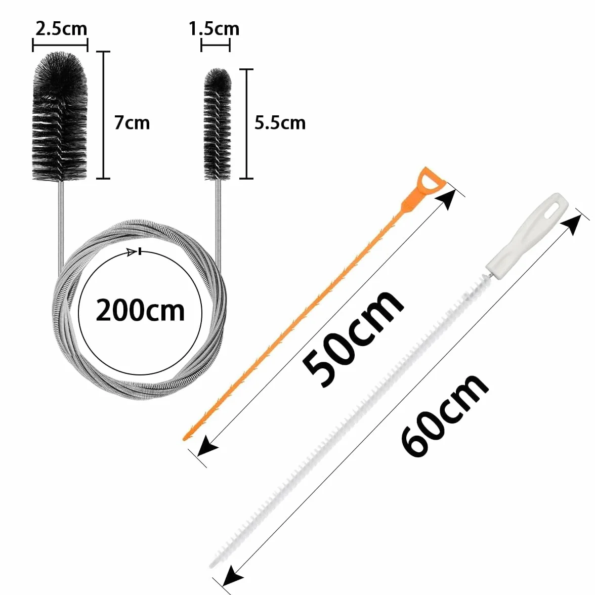 Szczotka do czyszczenia rur 203 cm narzędzie do odpływów 3 szt.
