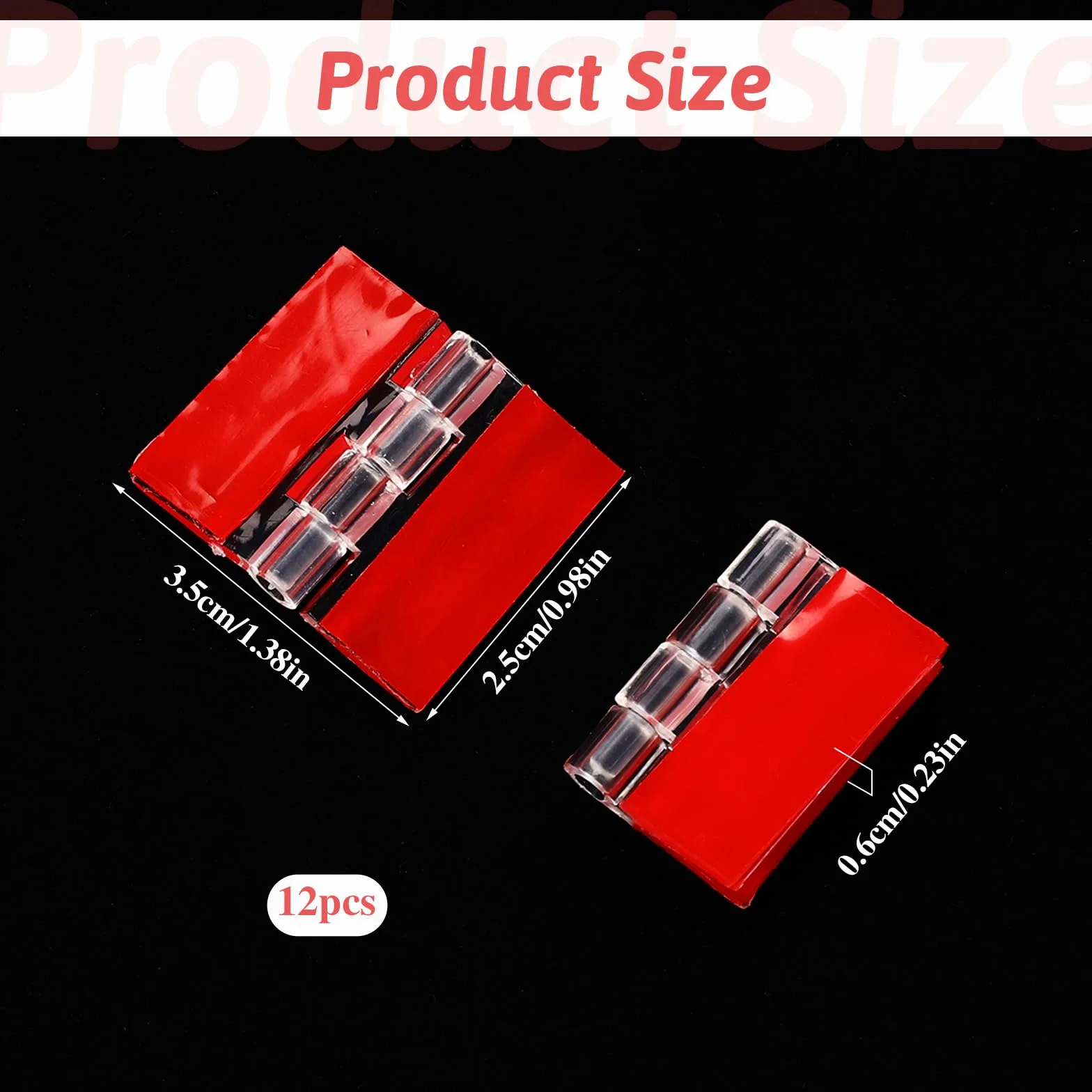 Ptwola Zawiasy Akrylowe Samoprzylepne 35 x 25 mm Małe Przezroczyste Plastikowe Zawiasy Fortepianowe Składane Narzędzia do Szafek Mebli Pudełko Ekspozycyjne 12 Szt. Przezroczyste