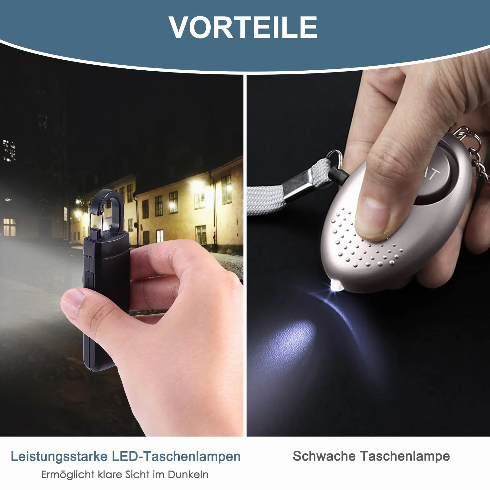 Osobisty alarm 135 dB breloczek do kluczy czarny