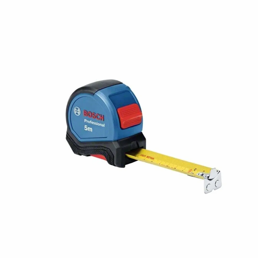 Bosch Professional: taśma pomiarowa 5m (zaczep do paska, haczyk magnetyczny, 2 przyciski stop, stalowa taśma o szerokości 27 mm z powłoką nylonową) - Amazon Exclusive Set
