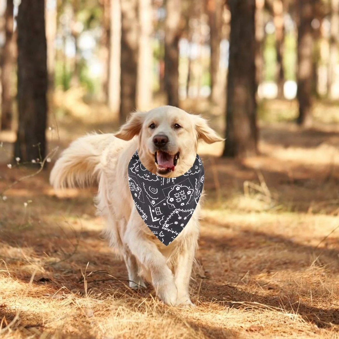 Bandana dla psów, chusty na głowę, chusta dla zwierząt domowych, regulowana, dla szczeniaków, małych psów, kotów (L, czarna)