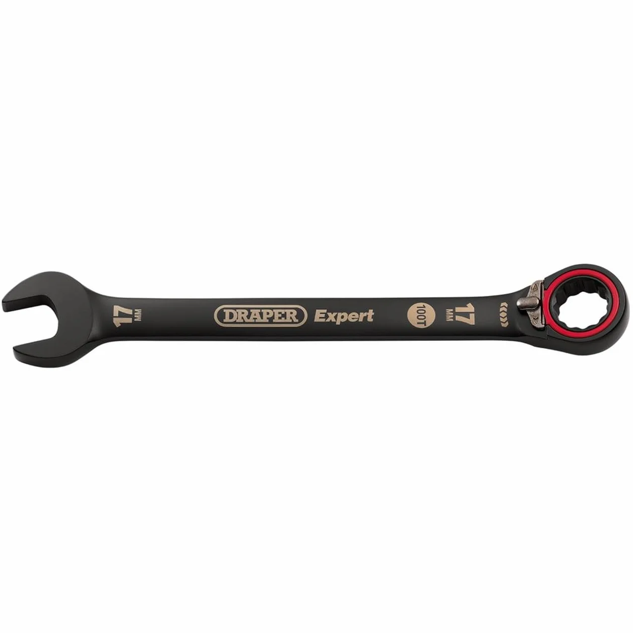 Draper 03907 Expert HI-TORQ metryczny klucz płasko-oczkowy z grzechotką, 17 mm, czarny
