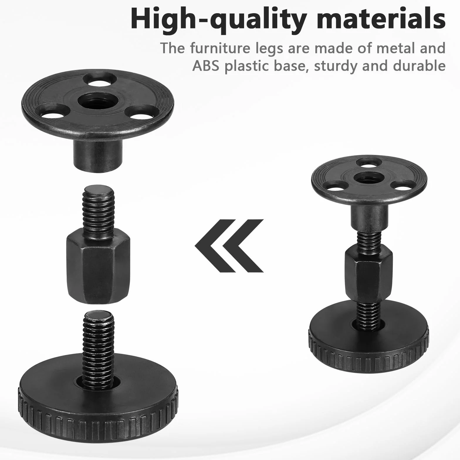Zocipro Stopki poziomujące, 27-64 mm, nóżki meblowe z regulacją wysokości za pomocą śrub do nakrętek T, niwelatory nóg meblowych, gwintowane przedłużacze nóg stołu do nóg meblowych