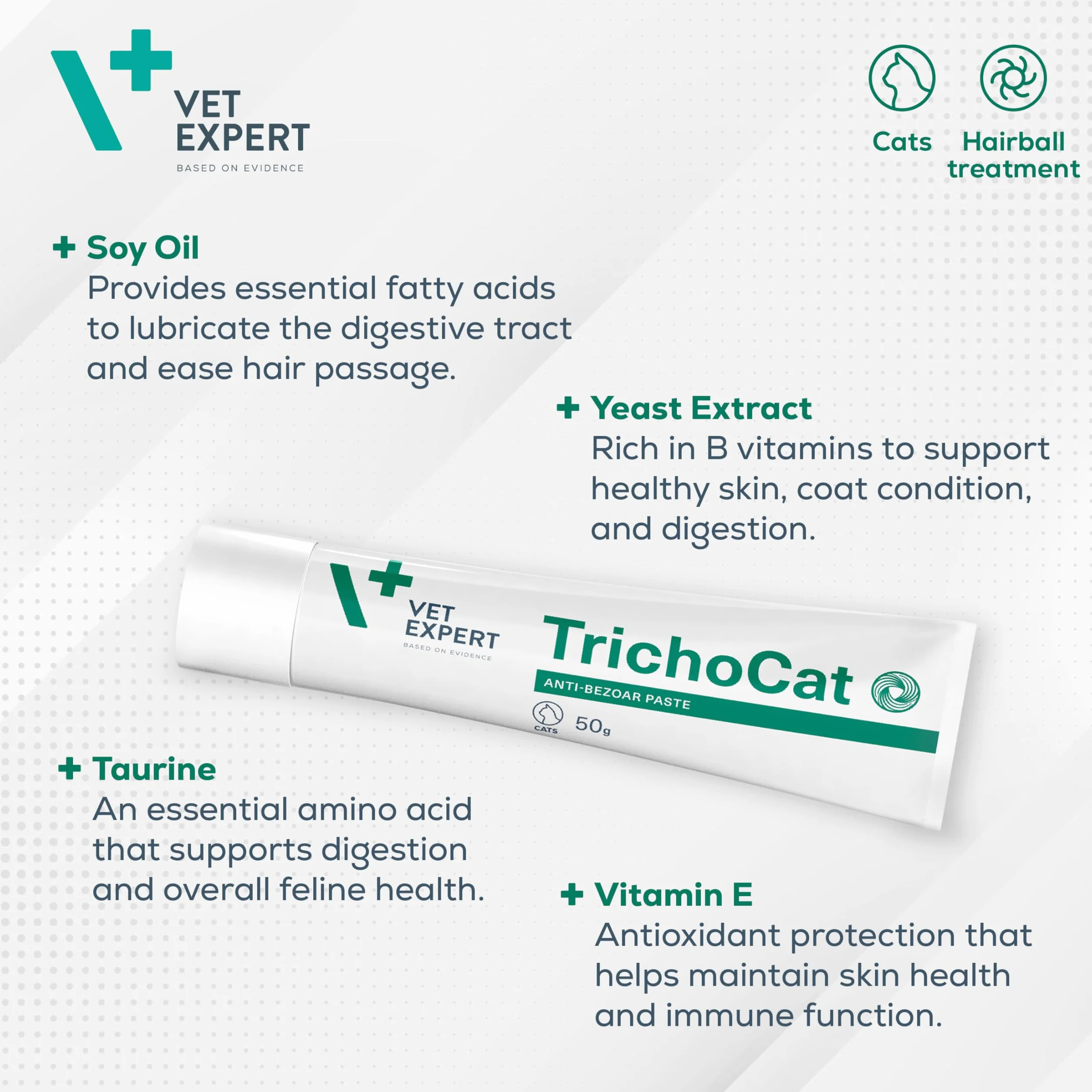 VET EXPERT TRICHOCAT - pasta odkłaczająca dla kotów 50 ml