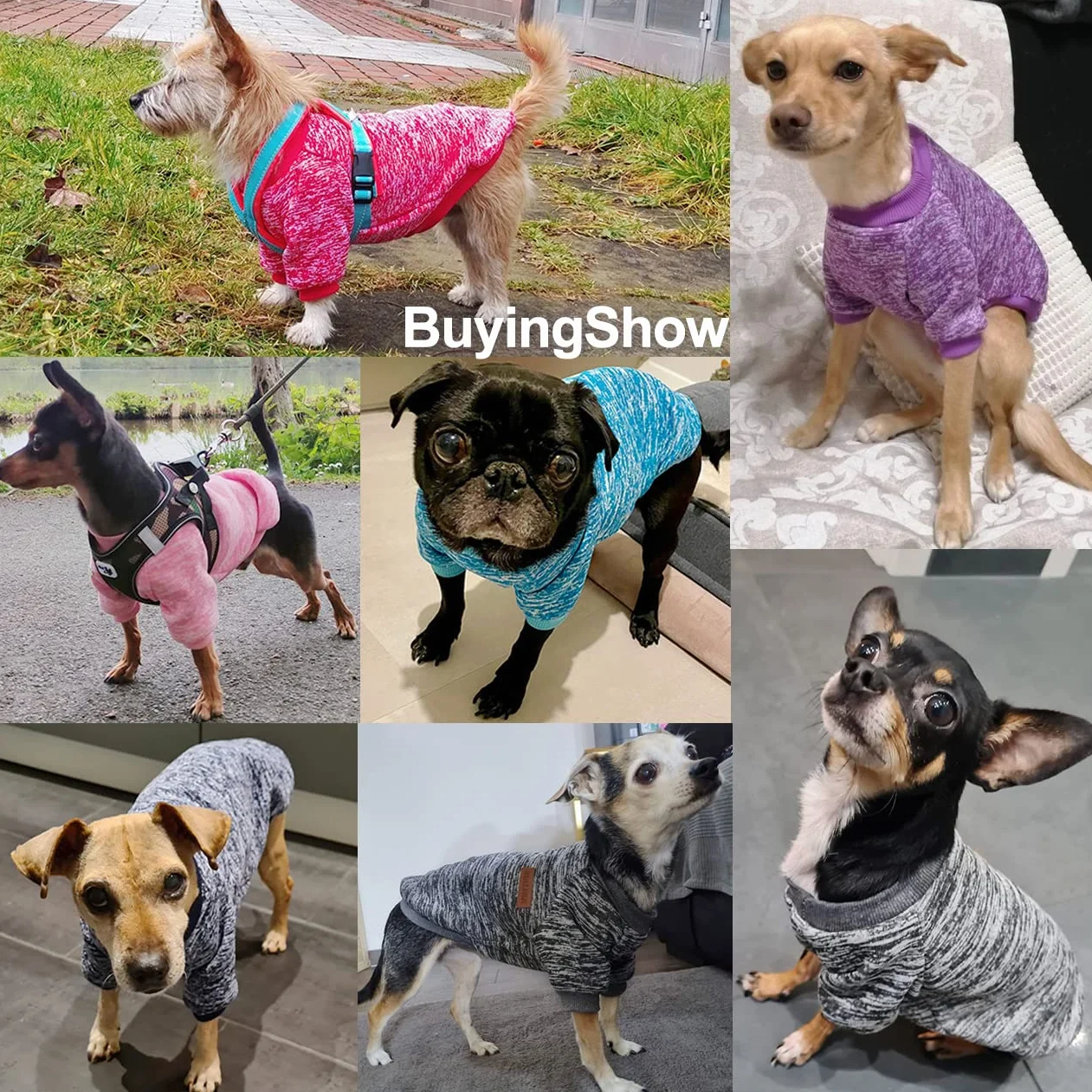 Ciepły sweter dla psa z kapturem dla chihuahua 2 szt Niebieski+Szary M