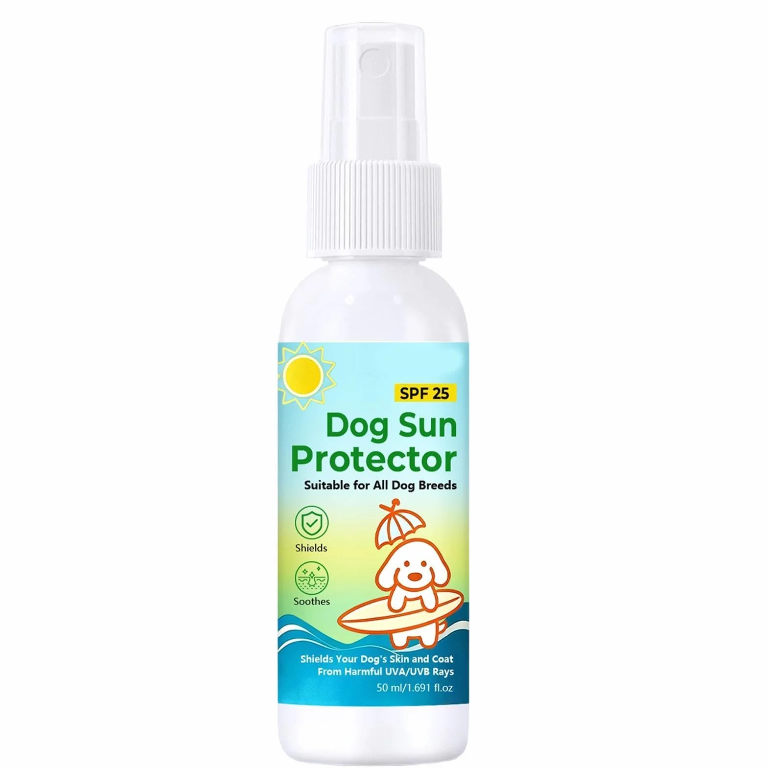 Spray Z Filtrem Przeciwsłonecznym Dla Psów, Z Ochroną Spf 25, 50 Ml, Ochrona Przed Promieniowaniem UV Na Bazie Oleju Dla Psów, Filtr Przeciwsłoneczny Zwierząt Domowych, Odporna Na Pot Ochrona Prze