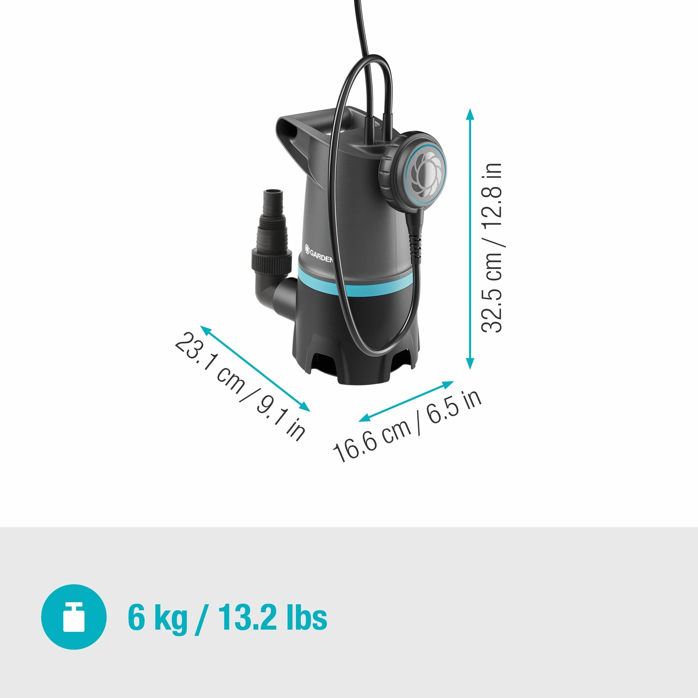 GARDENA BASIC pompa głębinowa do brudnej wody 20 000 l/h z przełącznikiem pływającym
