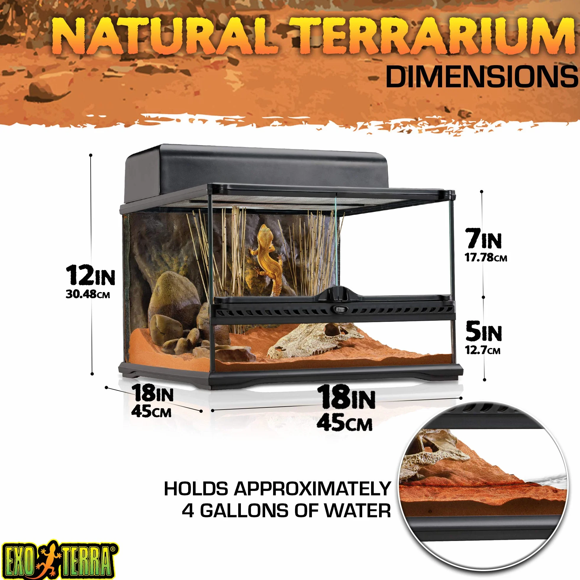 Exo Terra Autre Terrarium, Czarny, 45x45x30cm