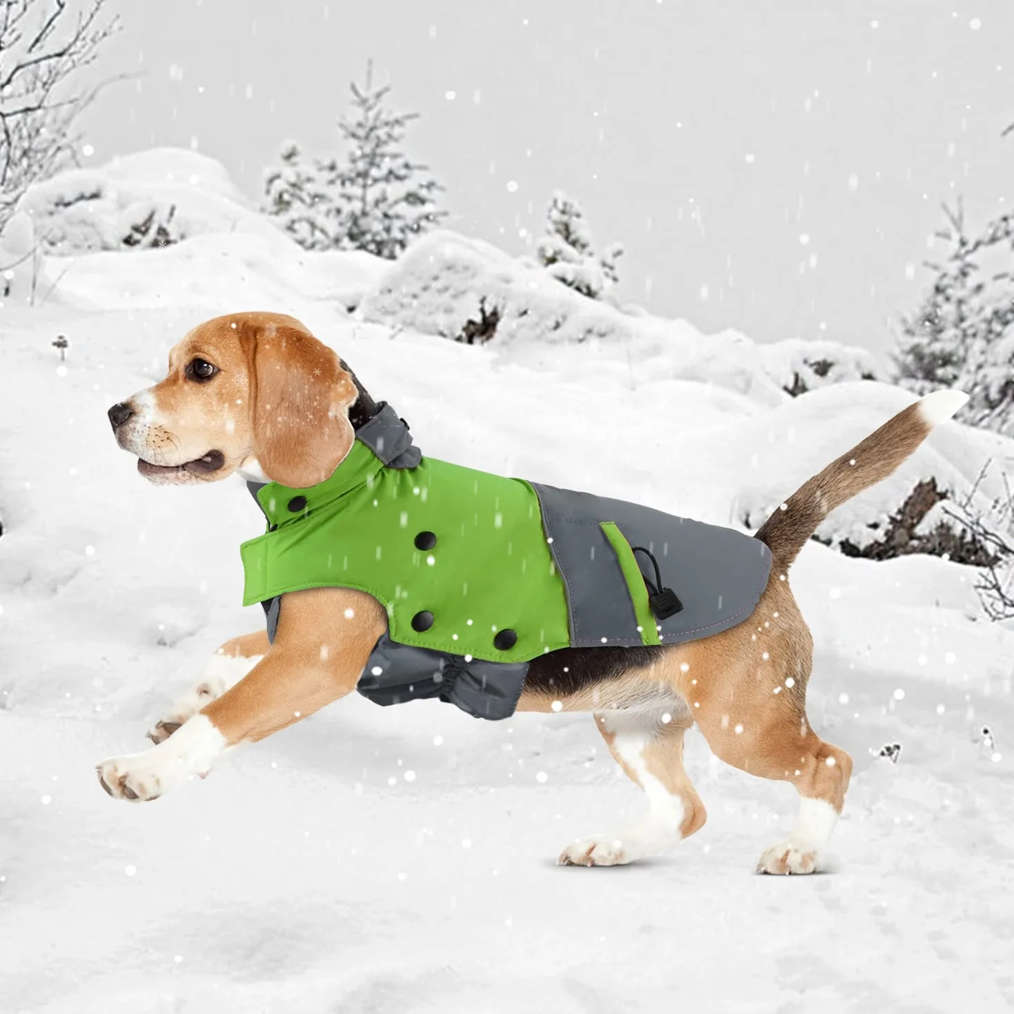 PETLOFT Kurtka zimowa dla psa, odblaskowa, wodoodporna, zimowa kurtka dla psa, wiatroszczelna, ciepła, outdoorowa, polarowa, zimowa kurtka dla psa z odpinaną podszewką z polaru (rozmiar L, zielony)