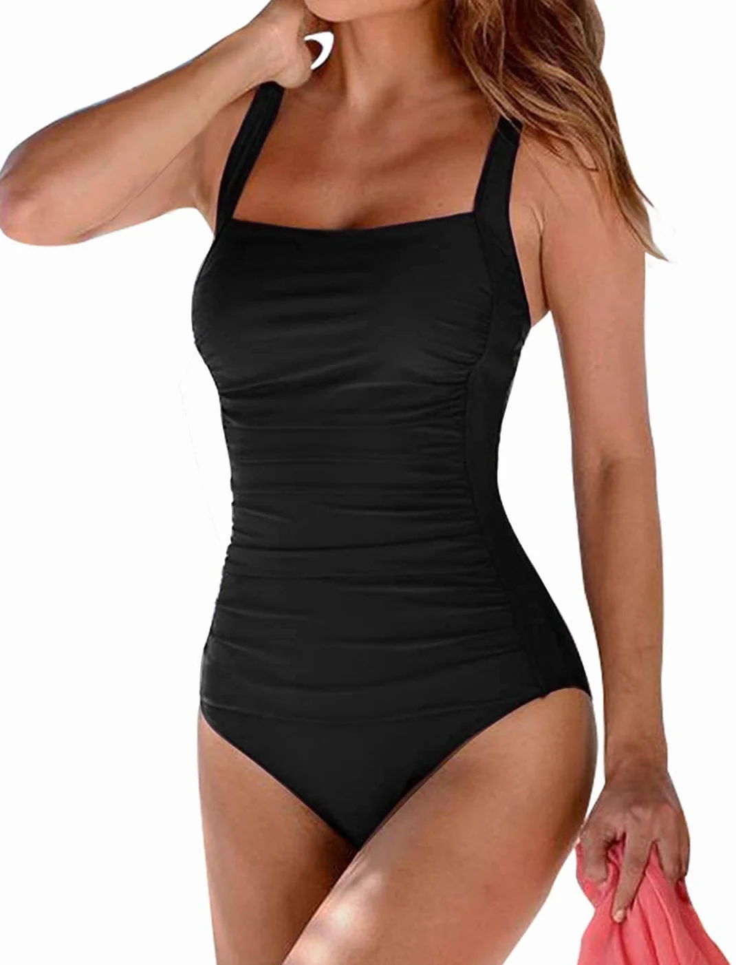 Monokini damski jednoczęściowy strój kąpielowy w stylu vintage, push-up, kontrola brzucha, regulowane ramiączka, seksowny i elegancki styl, na plażę i pływanie