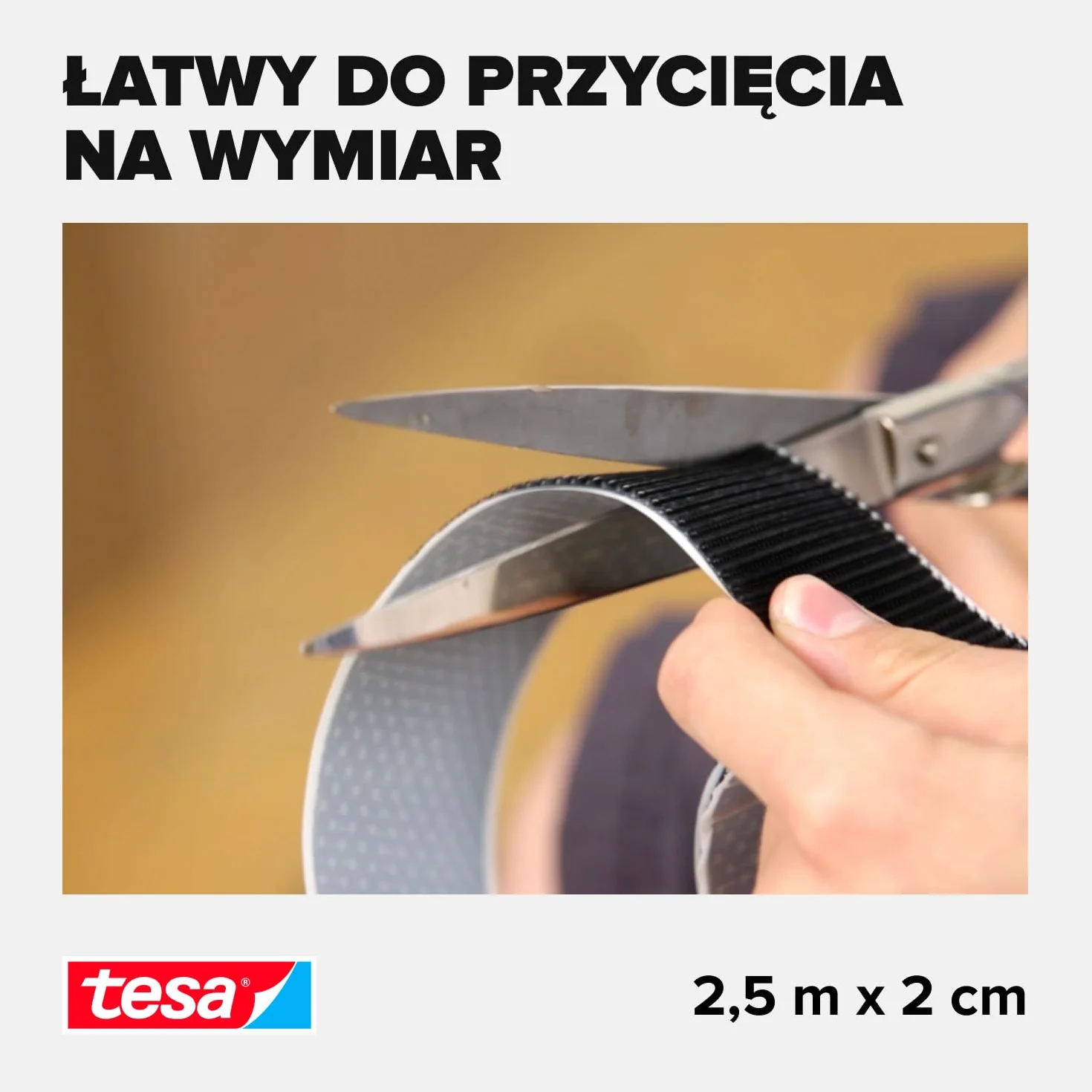 tesa On & Off taśma na rzep do naklejania – samoprzylepna taśma na rzep do mocowania lekkich przedmiotów – czarna, 2 cm x 250 cm