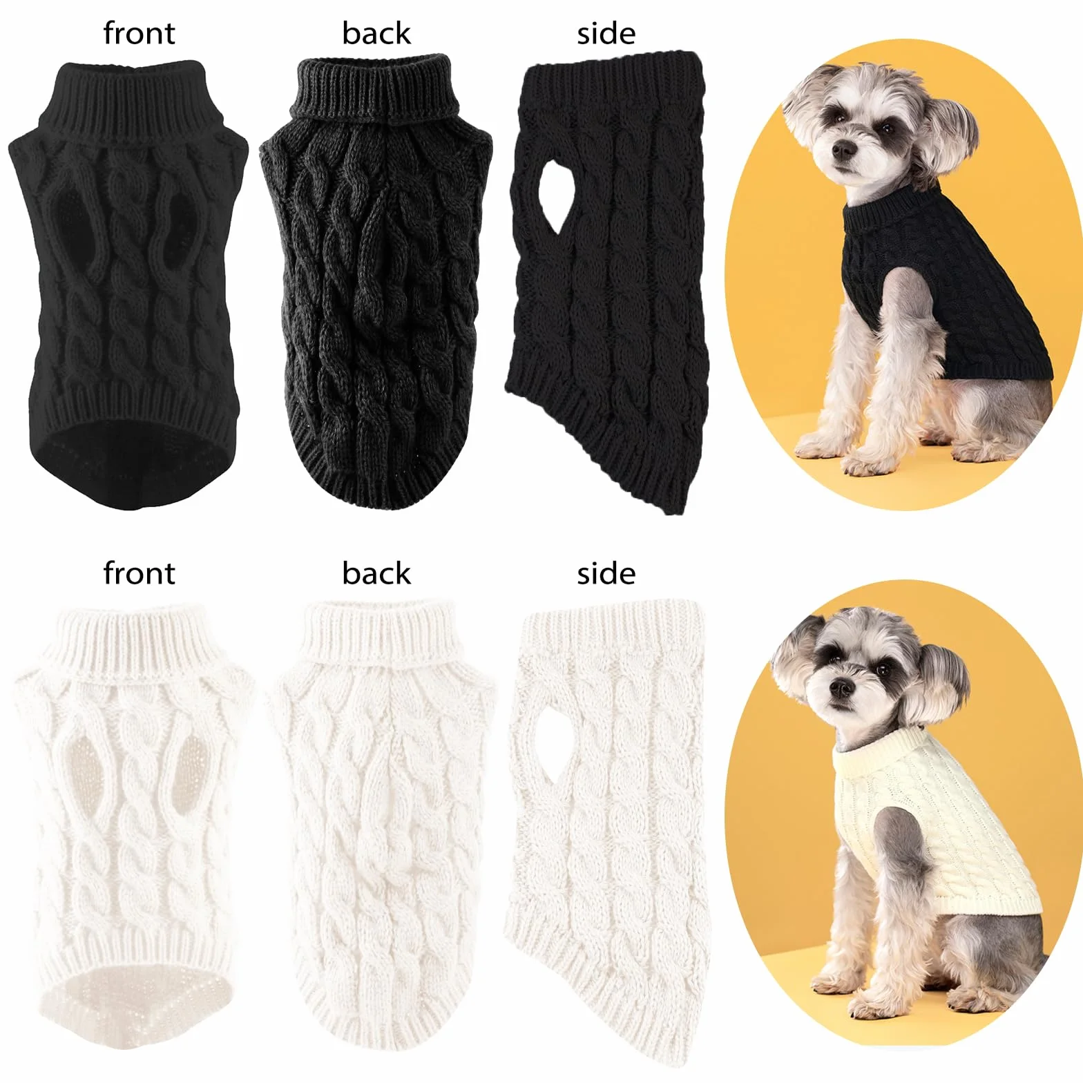 2 szt. Sweter dla psa, sweter dla małych psów, sweter dla średnich psów, ciepły sweter dla psa, stójka, dla Chihuahua, Yorkie, kubek do herbaty
