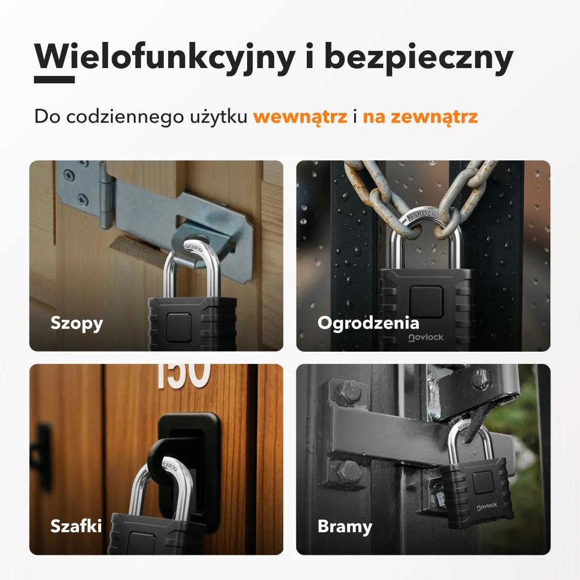 Kłódka szyfrowa heavy-duty 8 mm czarna do bram i ogrodzeń