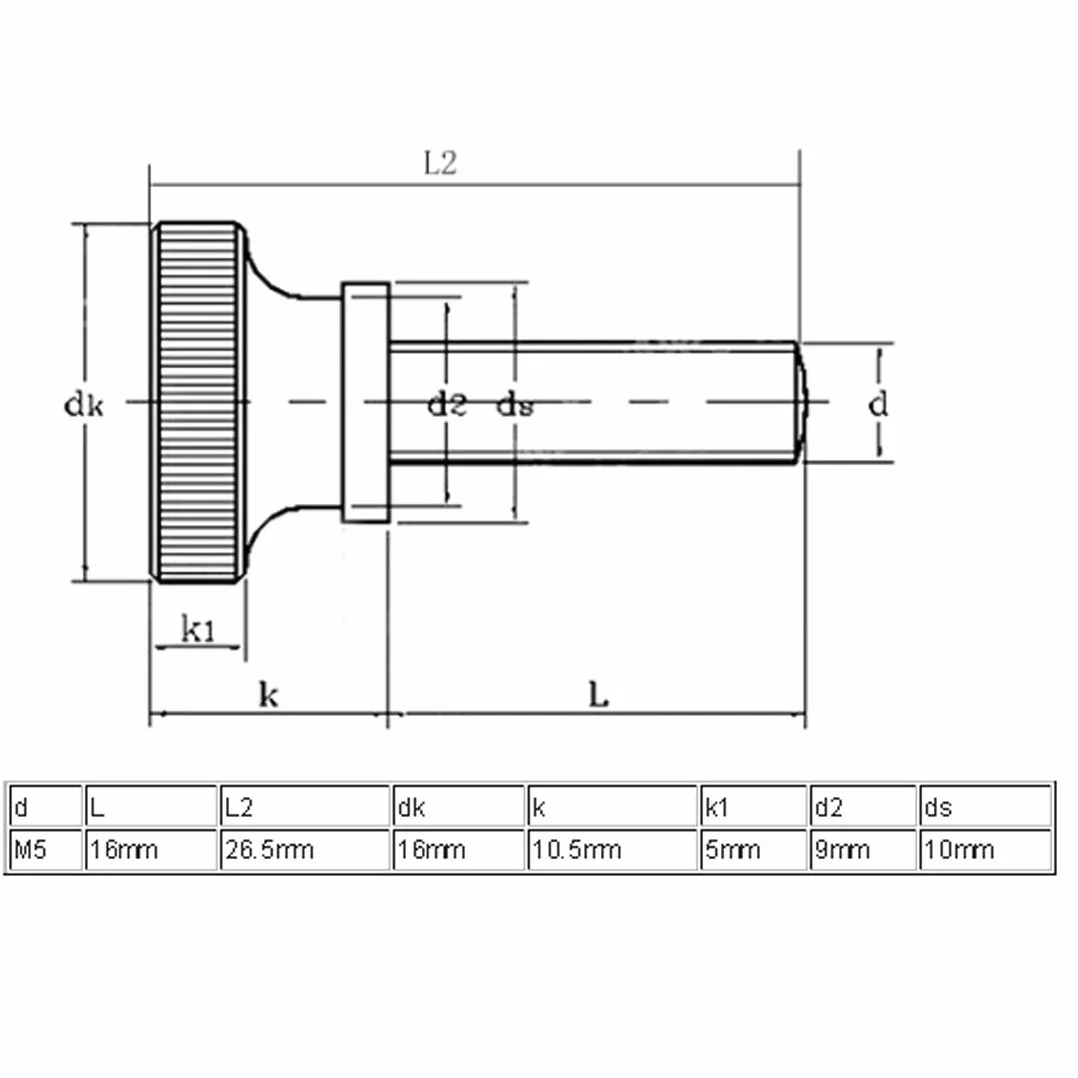 sourcingmap® M5 x 16 mm płaski radełkowany łeb w pełni gwintowany kciuk śruby mocujące 5 szt.