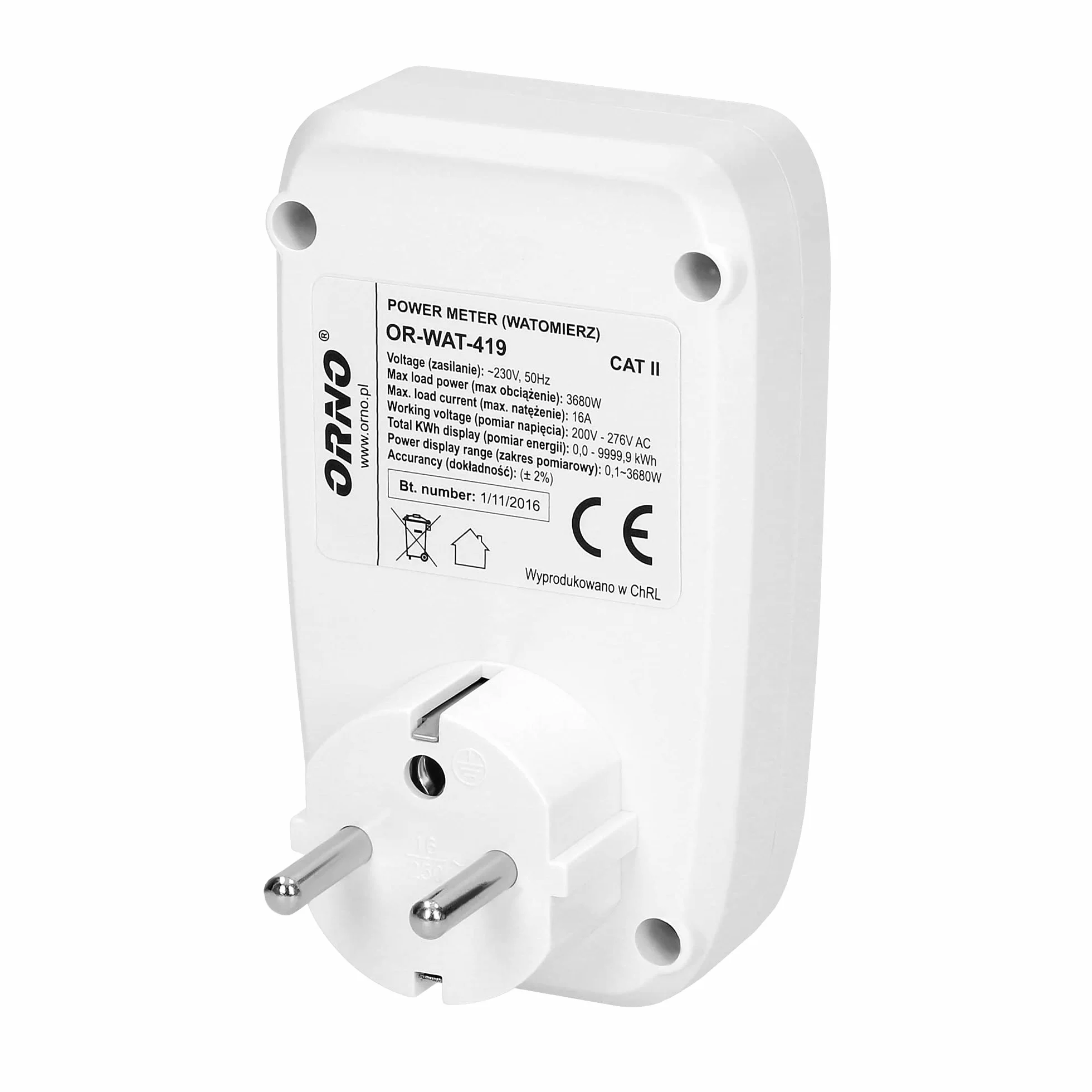 Orno WAT-419 licznik prądu do gniazdka elektrycznego (francuska wersja produktu)