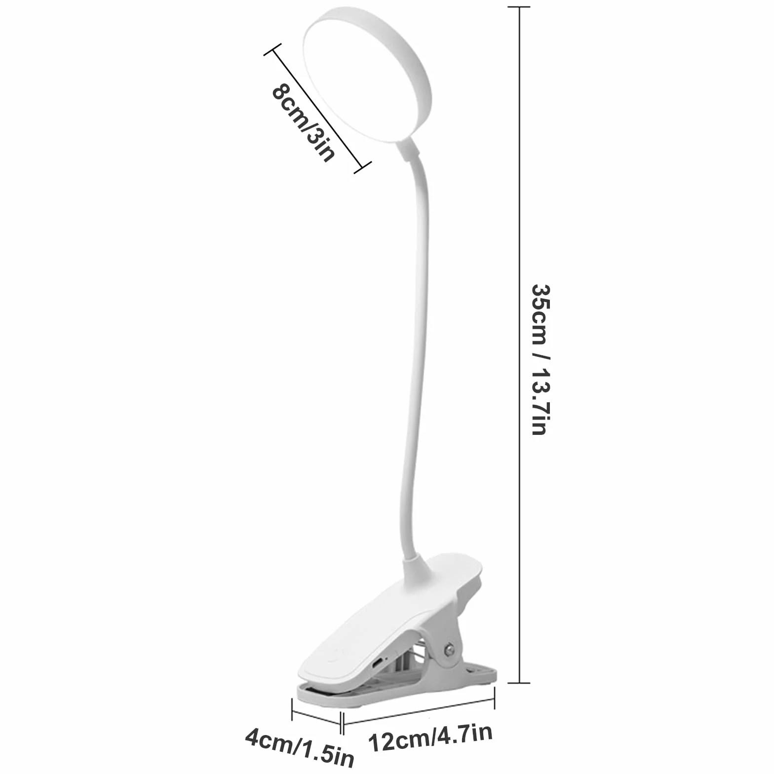 Lampa LED USB z klipsem dotykowym, 3 tryby oświetlenia, regulowana jasność, ochrona oczu, do biura, czytania, dla studentów, do akademika