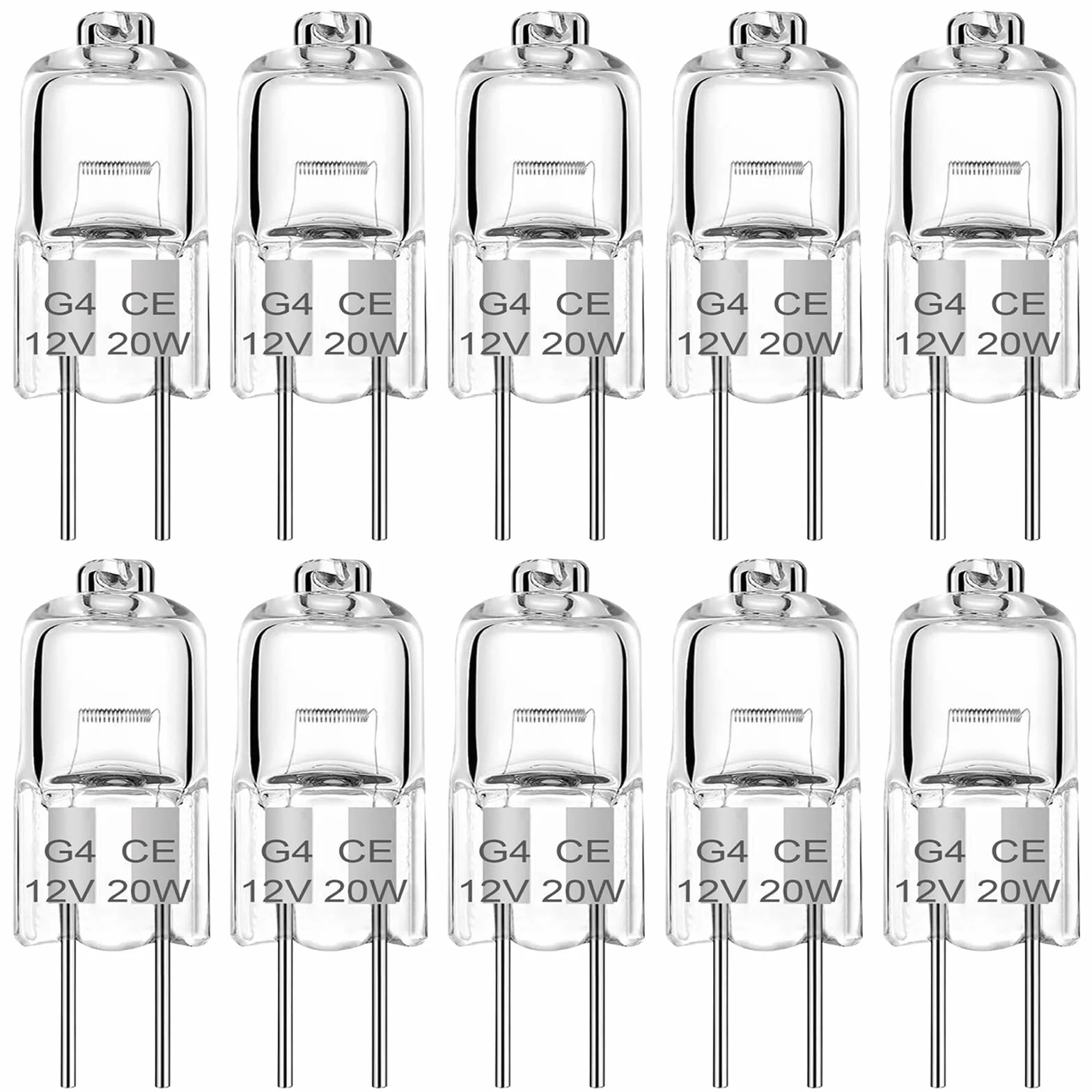 G4 żarówka halogenowa 12 V 20 W, 2 piny, przezroczyste lampy kapsułkowe, ciepła biel 2700 K, długi 生命周期