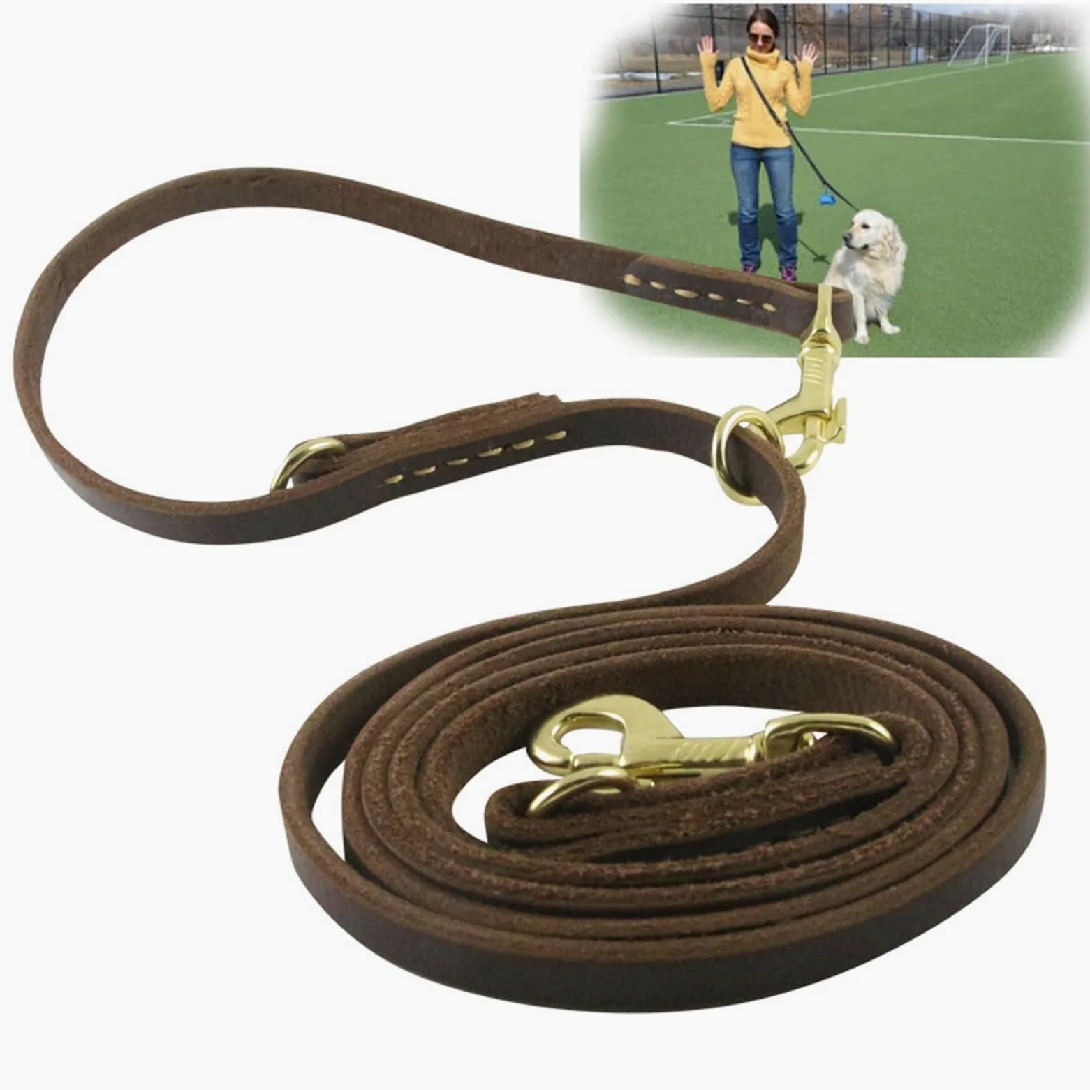 Skórzana smycz dla zwierząt Skórzana linka trakcyjna Podwójna przyczepność Łańcuch P Obroża Wielofunkcyjna długość Pet Dog Walking Dog Training Lina trakcyjna Lina dla psa (Kolor: 04, Rozmiar: 1,2 c