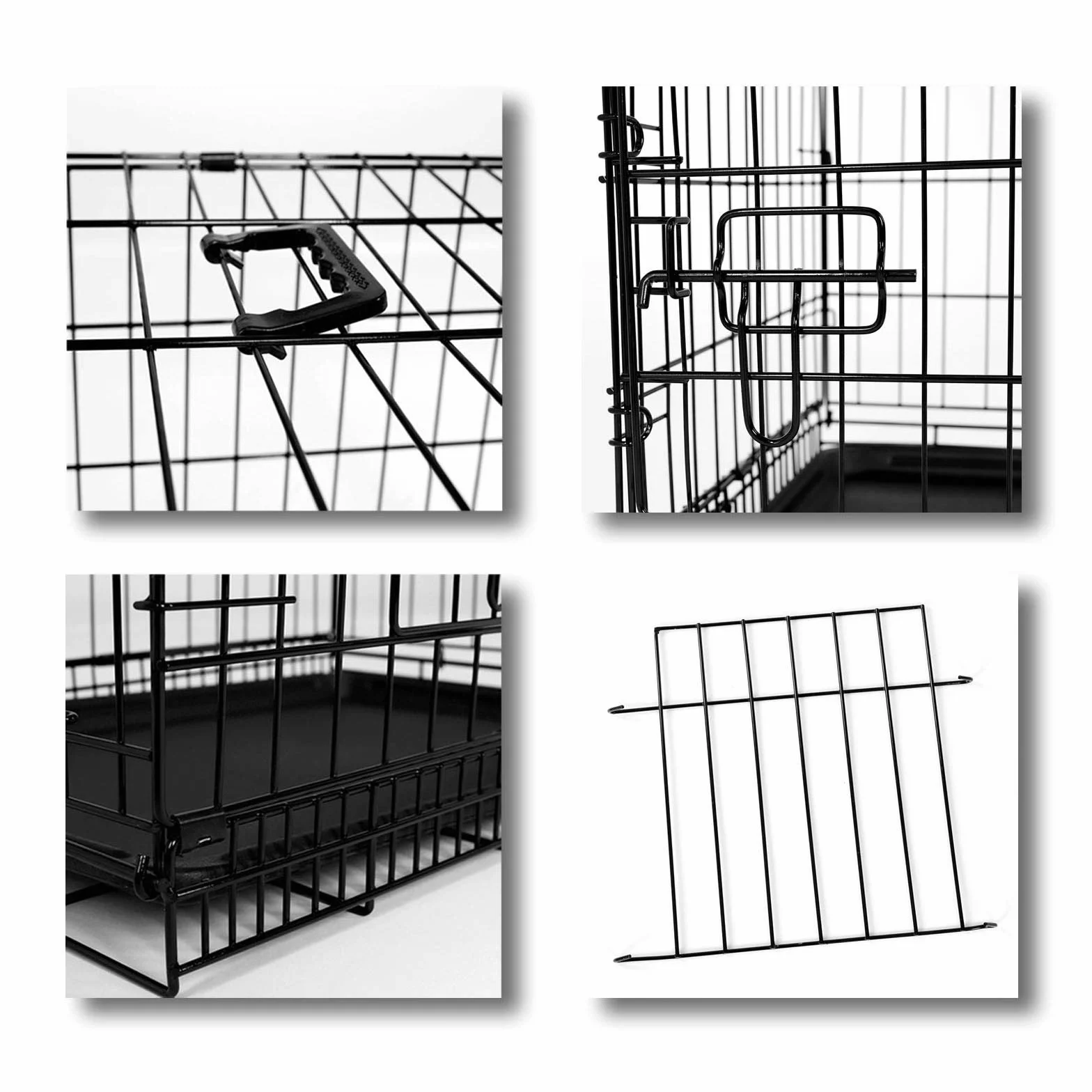 lionto Transporter dla psa i kota, 45x31x36 cm, metalowa klatka z plastikową wanną, solidne zamknięcia bezpieczeństwa i przegroda, uniwersalna skrzynia transportowa, kolor czarny