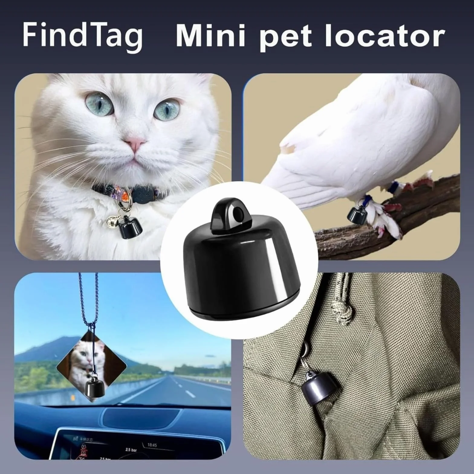 Mini tracker GPS dla kota - globalne śledzenie - bez dodatkowych kosztów - kompatybilny z systemami iOS i Android - dla każdego naszyjnika - inteligentna lokalizacja