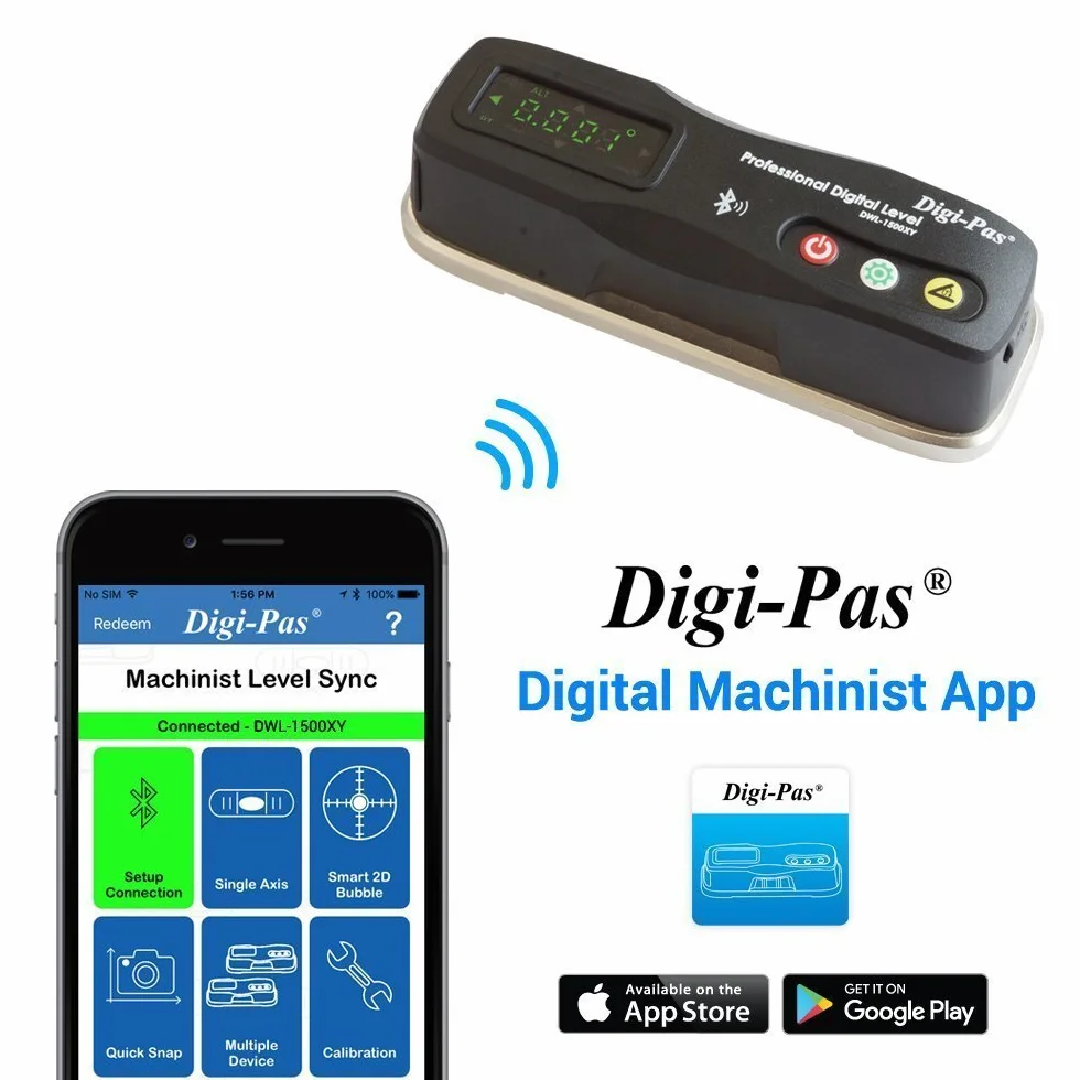 Digi-Pas 2-osiowa poziomica cyfrowa 6-calowa 0,020 mm/M