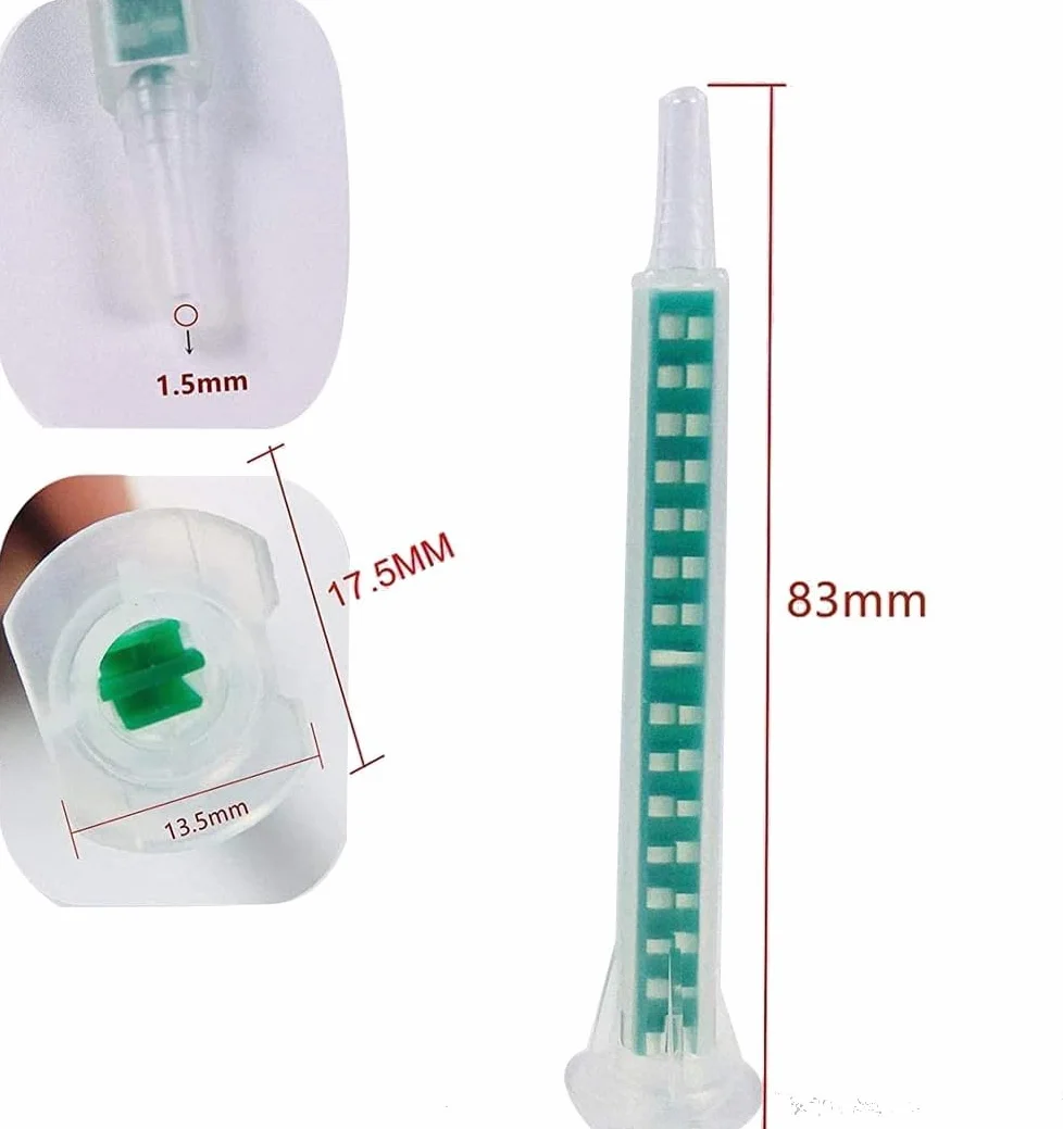 PIQIUQIU 50 sztuk epoksydowa dysza mieszająca statyczna dysza mieszająca wkłady klejące końcówka do 50 ml / 1,7 oz (stosunek 1:1/1: 2) FMA06-16