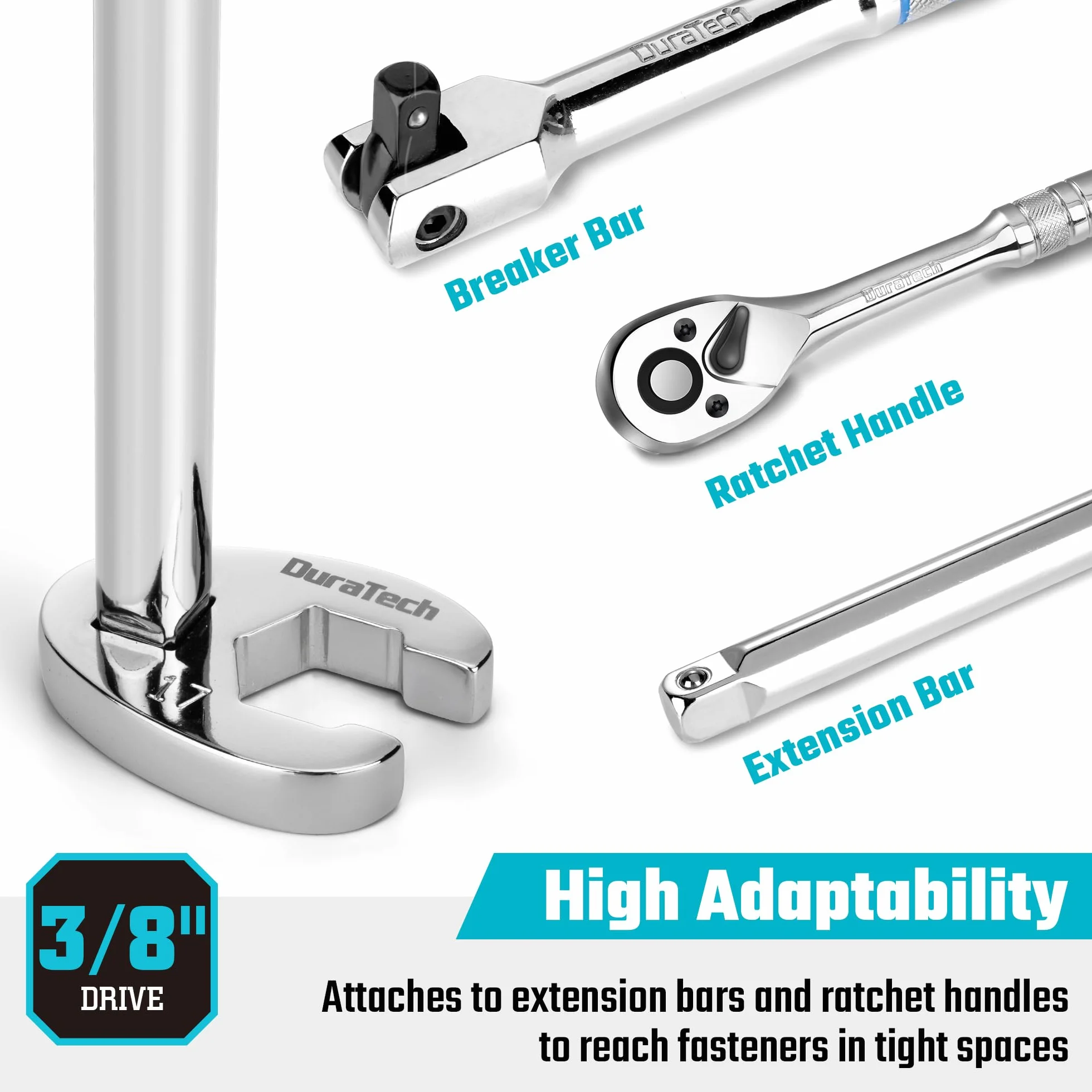 DURATECH 10-częściowy zestaw kluczy widełkowych 3/8" 10-22mm chromowany