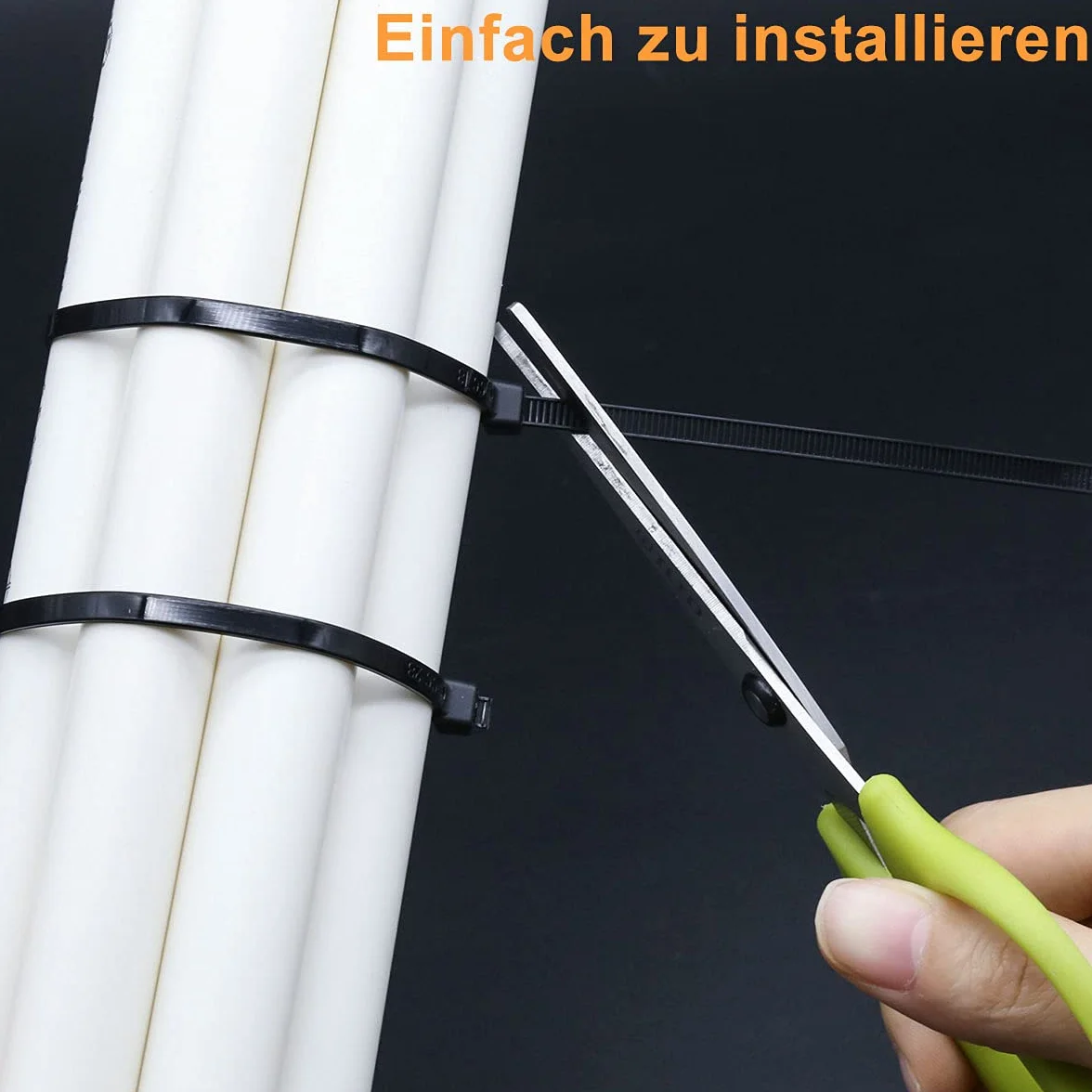 Nylonowe opaski kablowe samoblokujące 300 x 4,8 mm 250 sztuk czarne