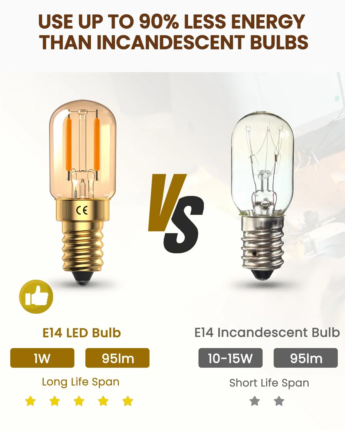 DoRight Żarówki LED E14 1W Vintage Amber 2200K T22 95lm