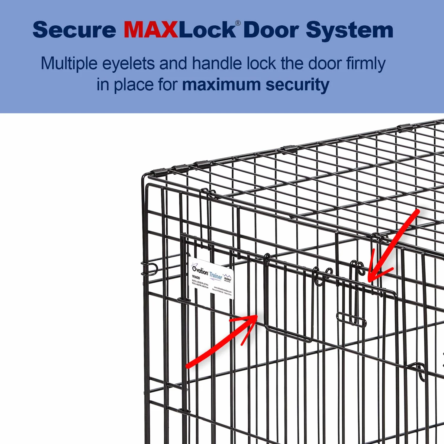 MidWest Homes for Pets Small Ovation Double Door 24-inch Folding Metal Dog Crate, Front and Up & Away Side Doors, Space-Saving Design