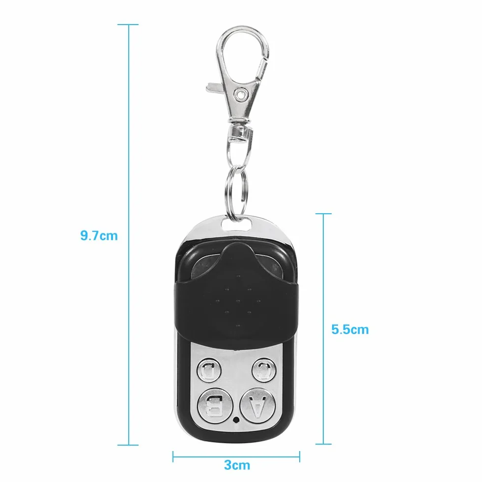 Wireless Remote Control Key Fob 433MHz 4-Channel Garage Door Opener Gate Blind Remote Duplicator for Alarm Systems