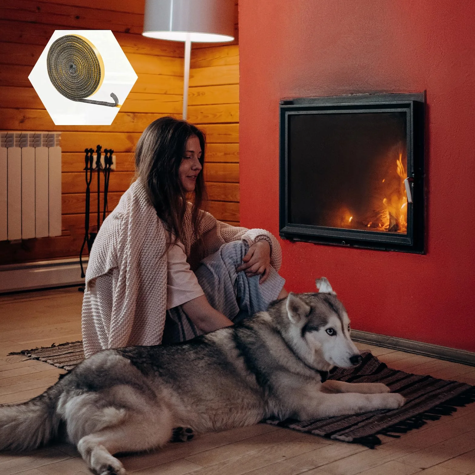 ACONDE Uszczelka do rury piecowej, wysoka odporność na temperaturę – 2 mm × 15 mm × 2,5 m, sznurek uszczelniający do pieca kominkowego, zapobiegający wyciekowi dymu – samoprzylepna uszczelka do rury