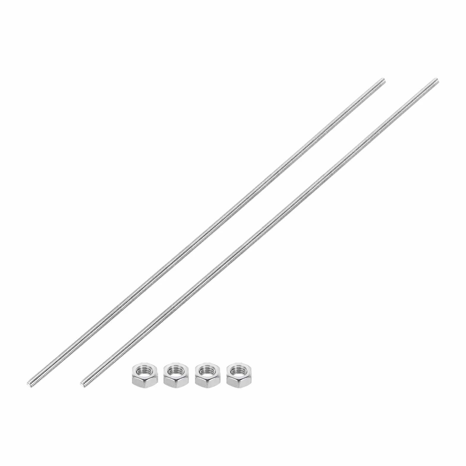 QUARKZMAN Pręt gwintowany M4 x 250 mm 0,7 mm wrzeciono z pełnym gwintem skok gwintu 304 stal szlachetna gwint prawy pręty prętowe śruba gwintowana z nakrętkami, 2 sztuki w opakowaniu