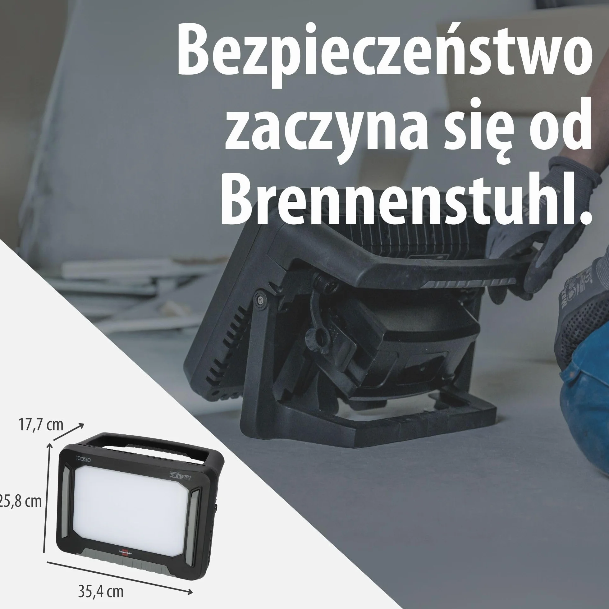 Brennenstuhl Professional Multi Battery LED Hybrydowa Reflektor budowlany 10050 MH 100W 12500lm IP55 18V 5m kabel RN