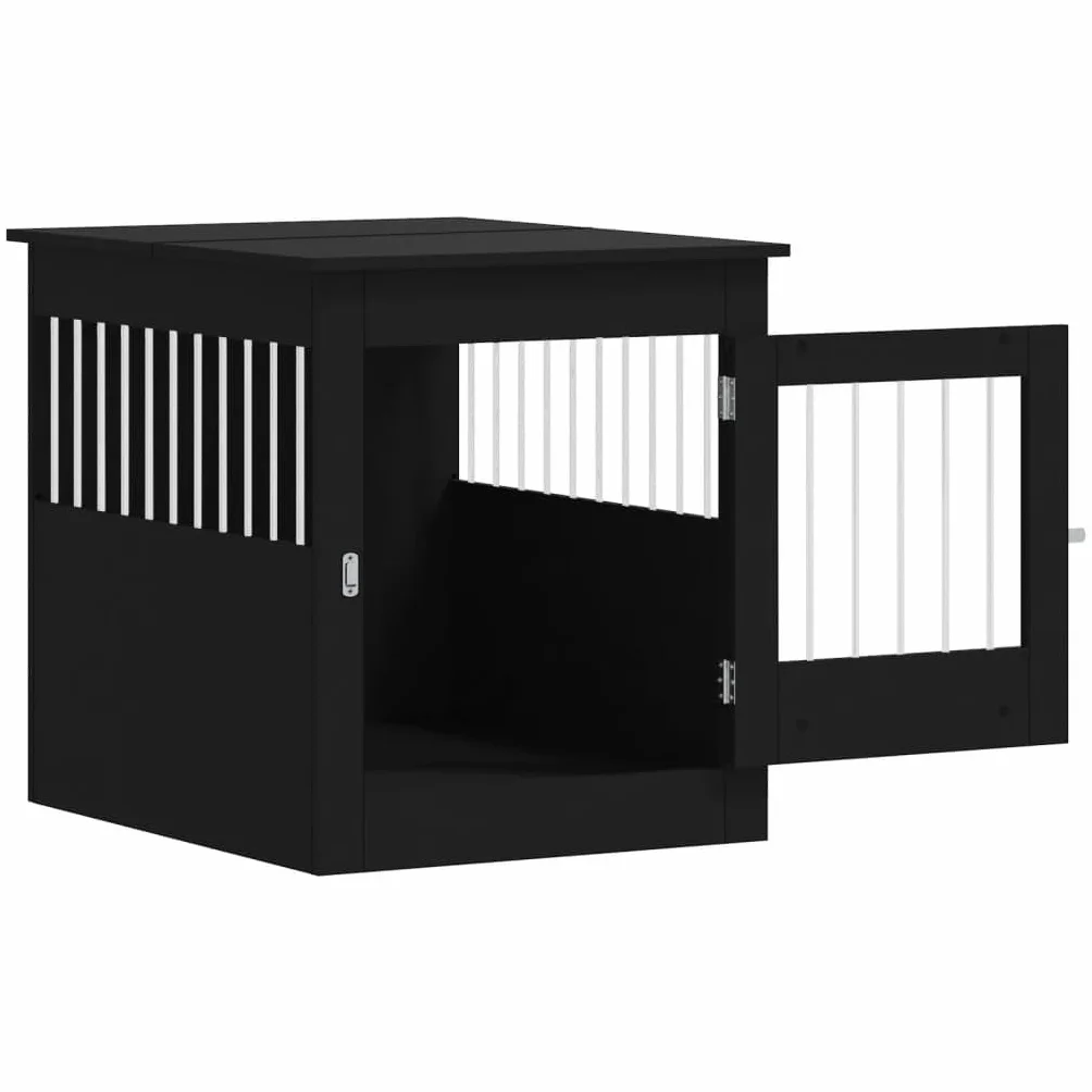 vidaXL Kojec dla psa, czarny, 64,5x80x71 cm, materiał drewnopochodny