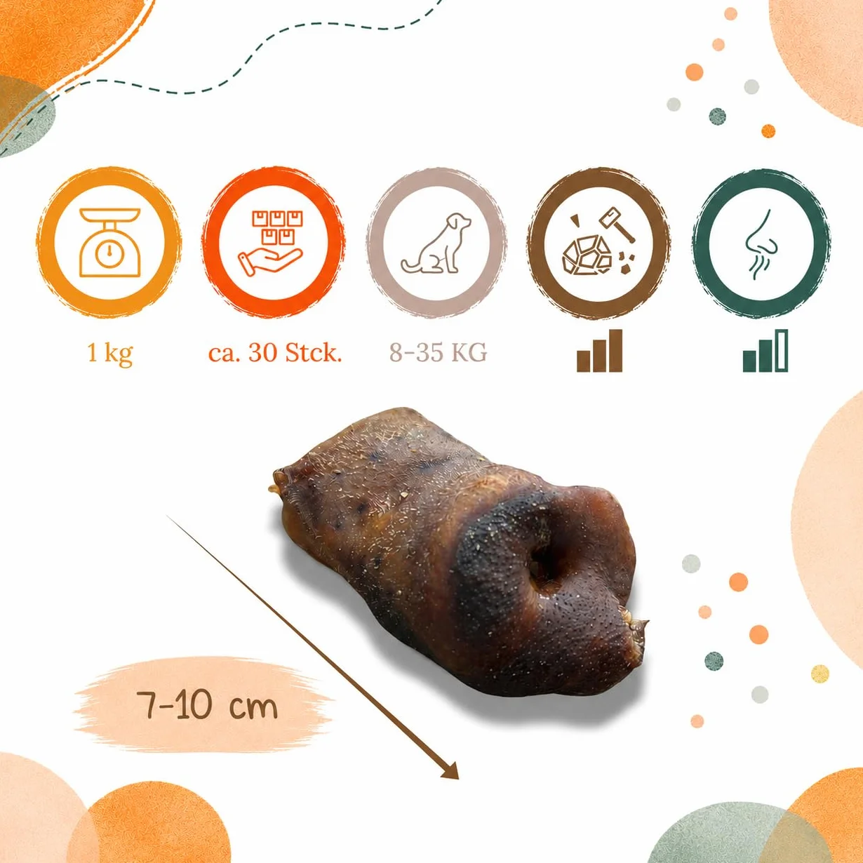 Suszone Noski Wieprzowe dla Psa, Naturalny Gryzak, Lekkostrawny, Bezzbożowy, Bogaty w Białko, Bez Konserwantów, Idealny Przysmak dla małych i dużych ras, Produkcja Polska, 300g