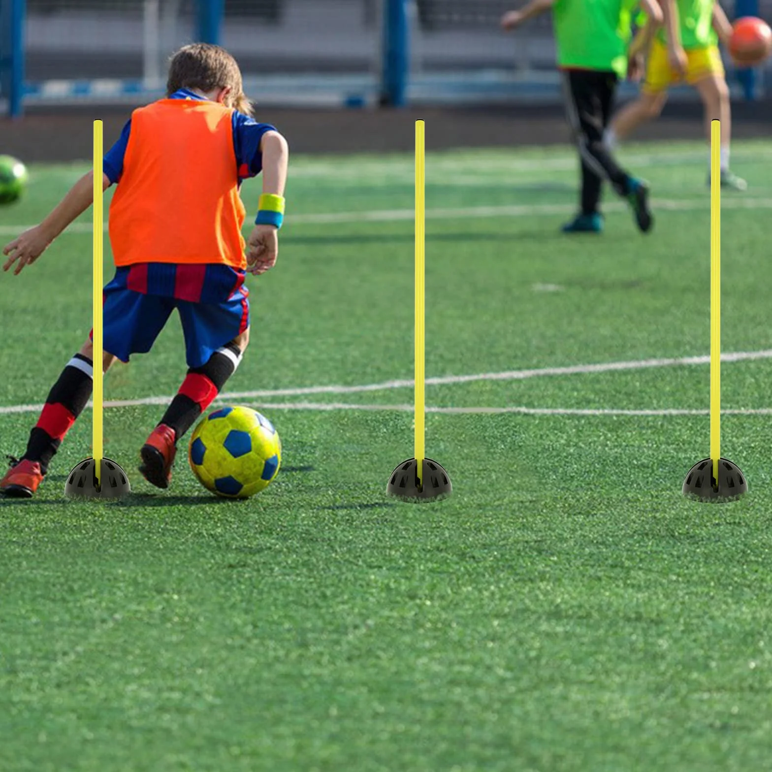 Froadp Zestaw Tyczek do Skoków Sportowych Zręczność Słupki Treningowe z Regulacją Wysokości Płotków do Ćwiczeń Kondycyjnych Wielofunkcyjny Zestaw Płotków do Koszykówce i Piłce Nożnej (Żółty+Czarny)
