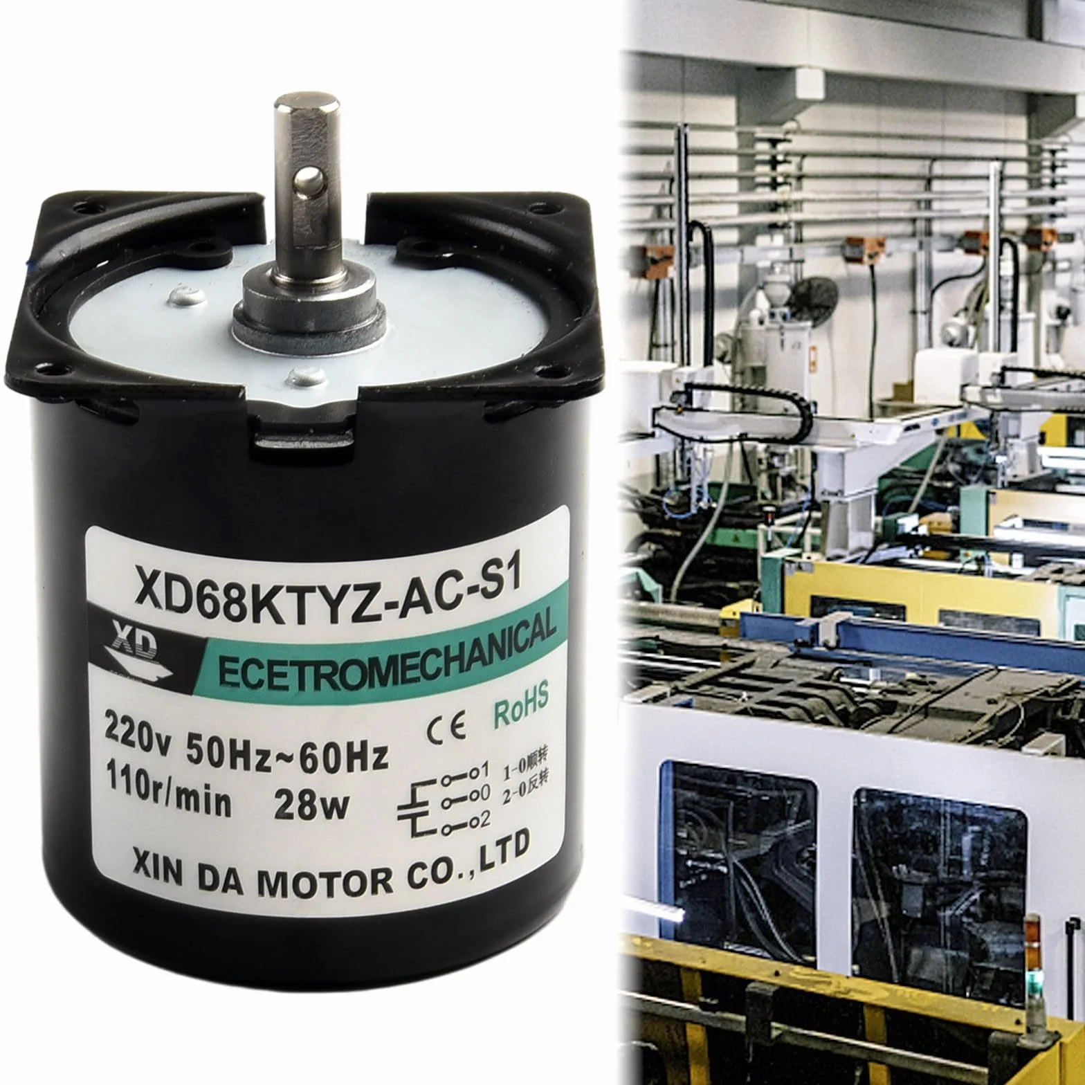 68KTYZ synchroniczny silnik skrzyni biegów AC 220 V 2,5 obr./min CW/CCW sterowany kierunek 28 W miniaturowa niska prędkość (110 obr./min)