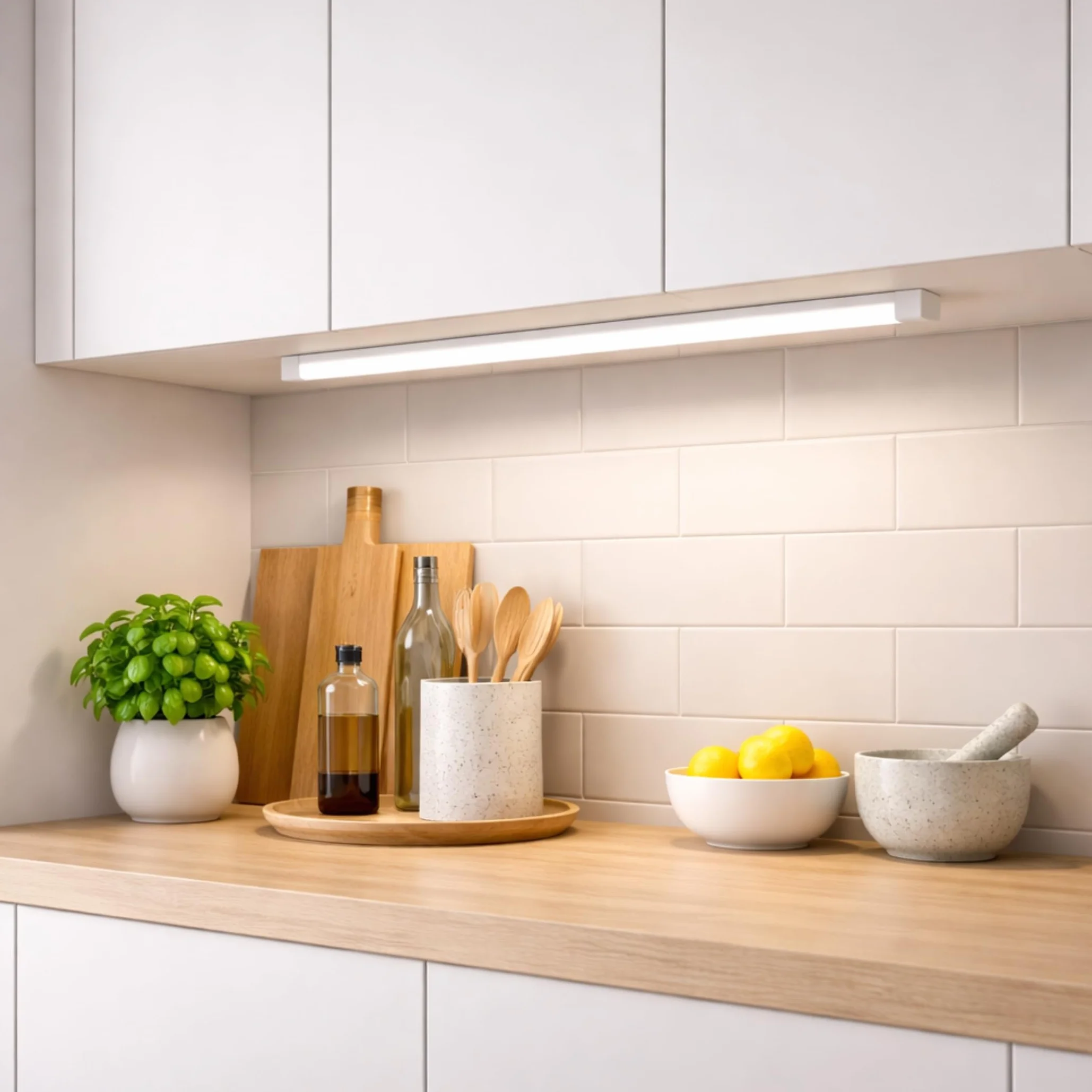 SEBSON Lampa LED do zabudowy kuchennej, 90 cm, z wtyczką i przełącznikiem, 4000 K, neutralna biel, 12 W, 1900 lm, listwa świetlna LED 230 V, lampa kuchenna do zabudowy 880 x 30 x 22 mm
