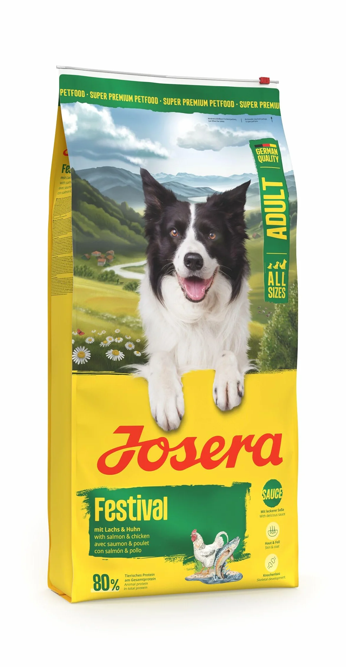 JOSERA Festiwal dla dorosłych łososia i kurczaka (1 x 12,5 kg) | sucha karma premium dla dorosłych, wybrednych, aktywnych psów | bogata w energię | pyszny płaszcz sosowy – również do namaczania |
