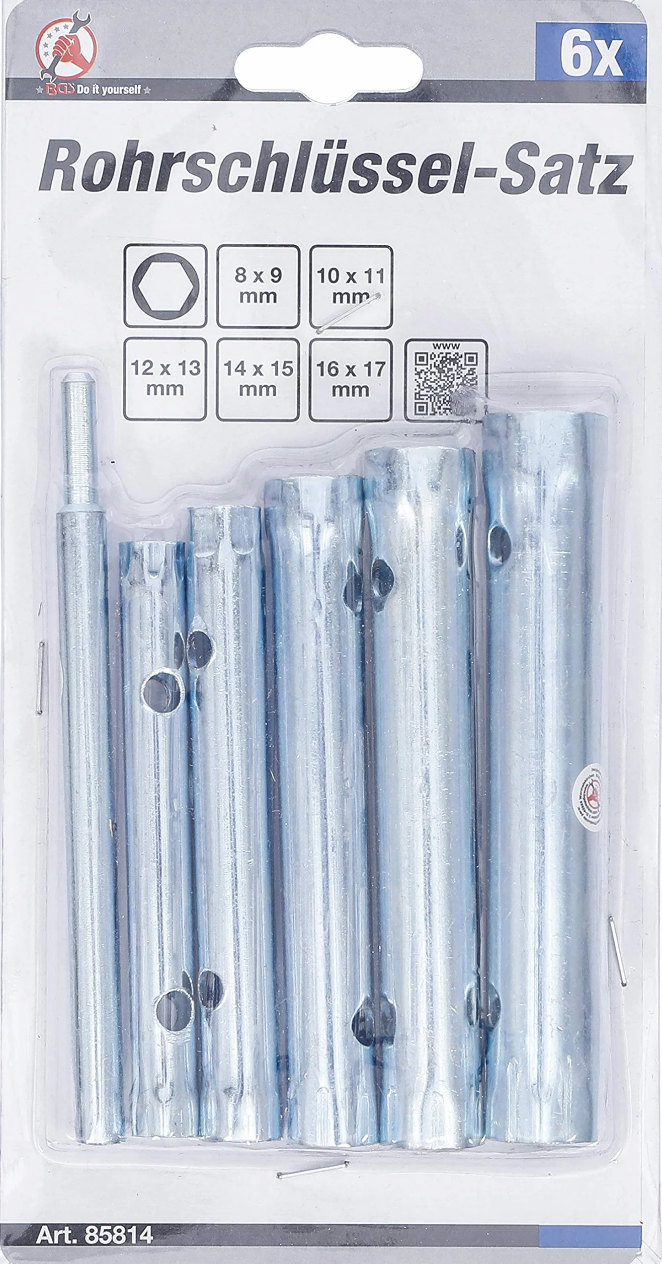 BGS Diy 85814 | Zestaw kluczy rurkowych | 8 x 9 - 16 x 17 mm | 6 szt.