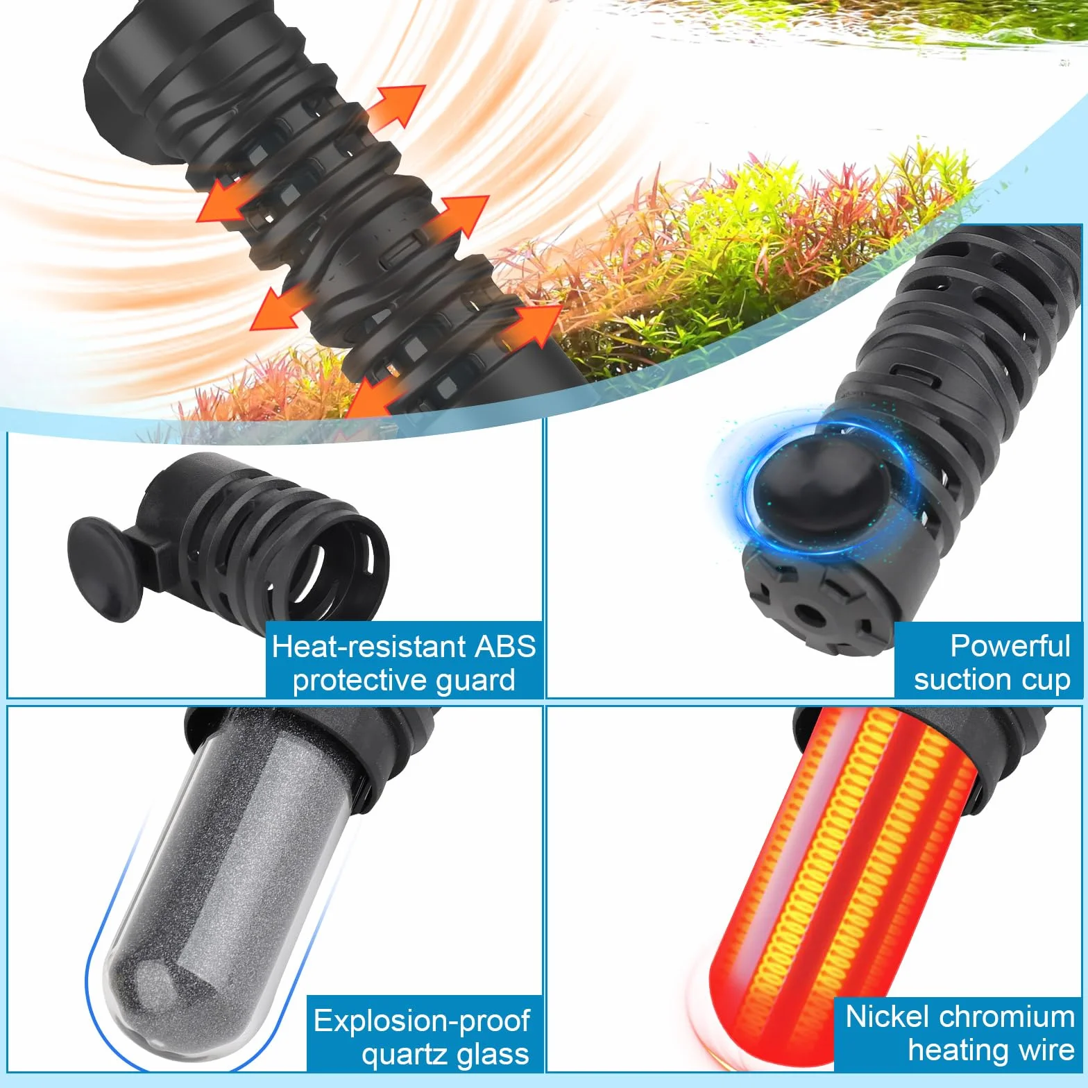 hygger Grzejnik do akwarium 25 W, cyfrowy wyświetlacz LED, podgrzewacz 3-19 l