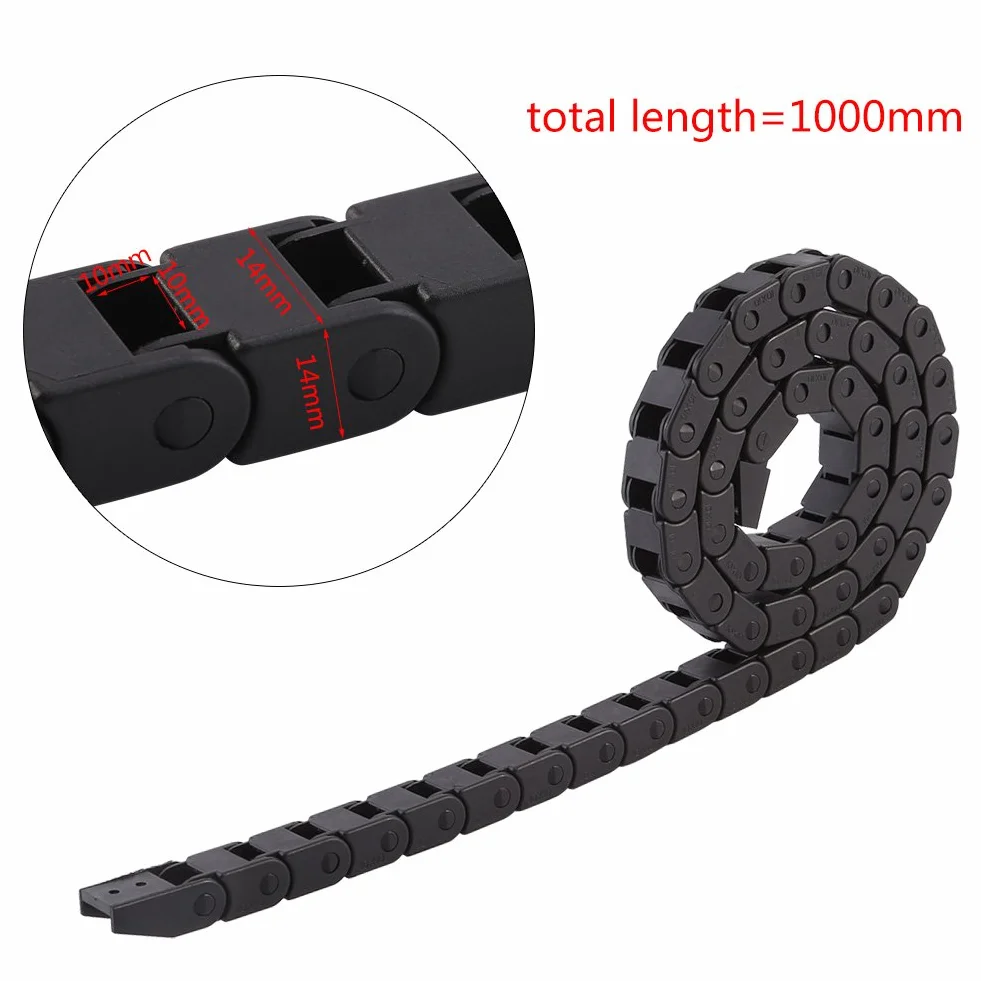 Łańcuch kablowy R28, czarny nylon łańcuch treningowy R28, 10 x 10 mm lina Drag Chain Transporter do drukarki 3D, maszyna do routera CNC, długość 100 cm