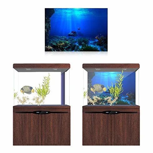 Zerodis Seaworld Aquarium Background, efekt 3D dwustronna naklejka naklejka plakat dekoracja do akwarium (76 x 46 cm)